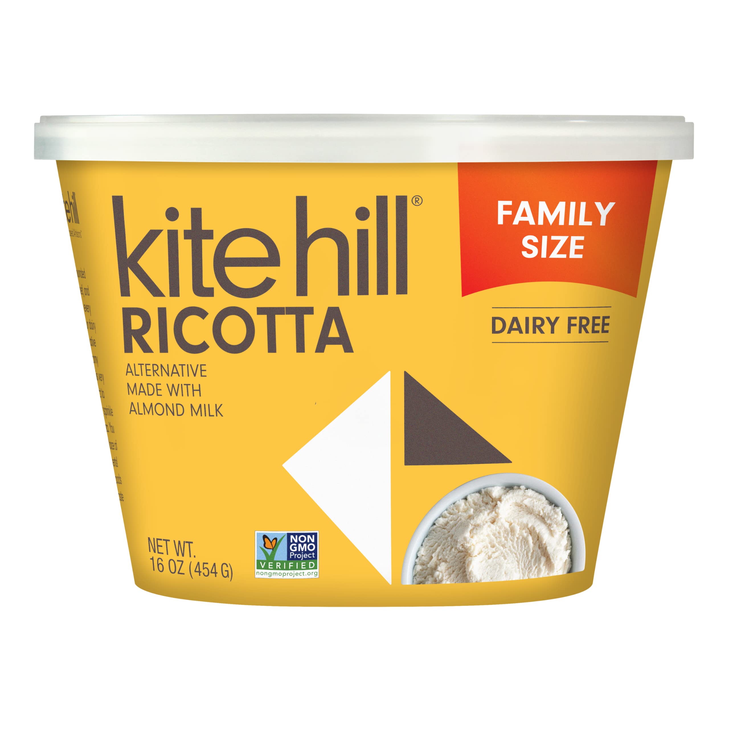 Kite Hill Almond Milk Ricotta Cheese Alternative, 16 Ounces, Dairy Free, Whole 30 Approved, Gluten Free, Non-GMO, Vegan