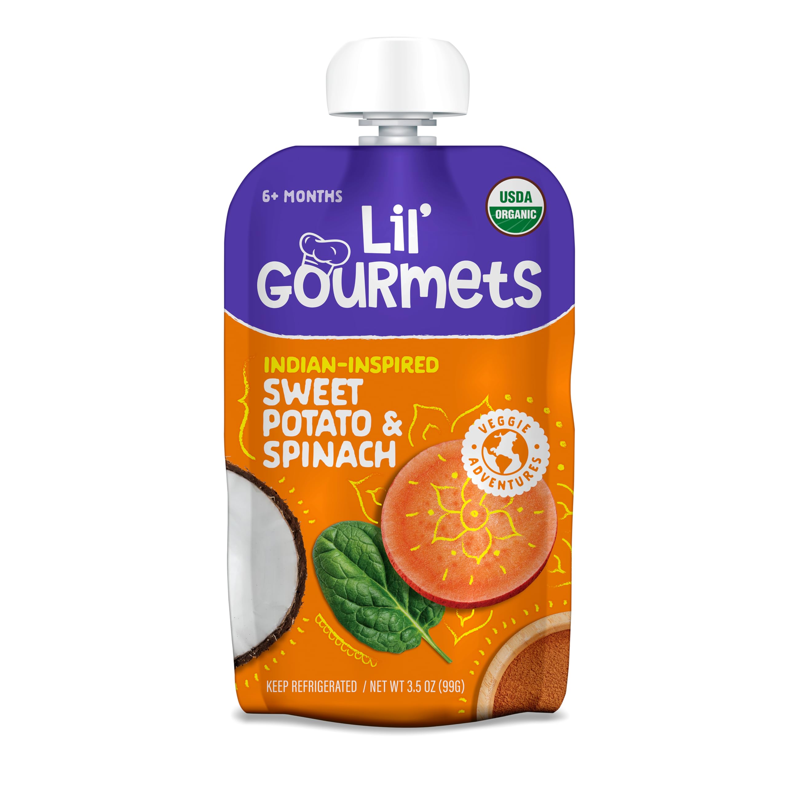 Lil' Gourmets Organic Indian-Inspired Sweet Potato & Spinach, 3.5 OZ
