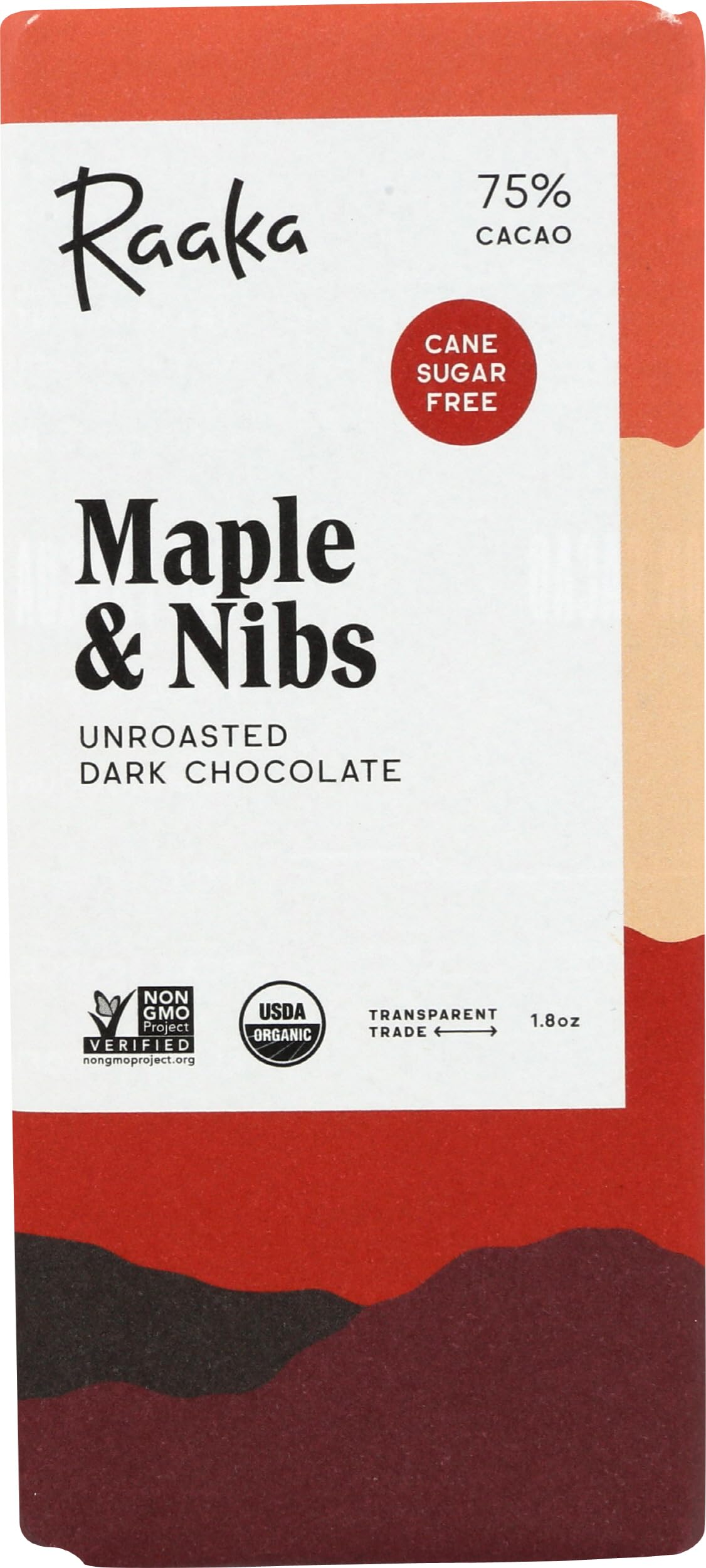 Raaka Organic Maple And Nibs Chocolate Bar, 1.8 OZ