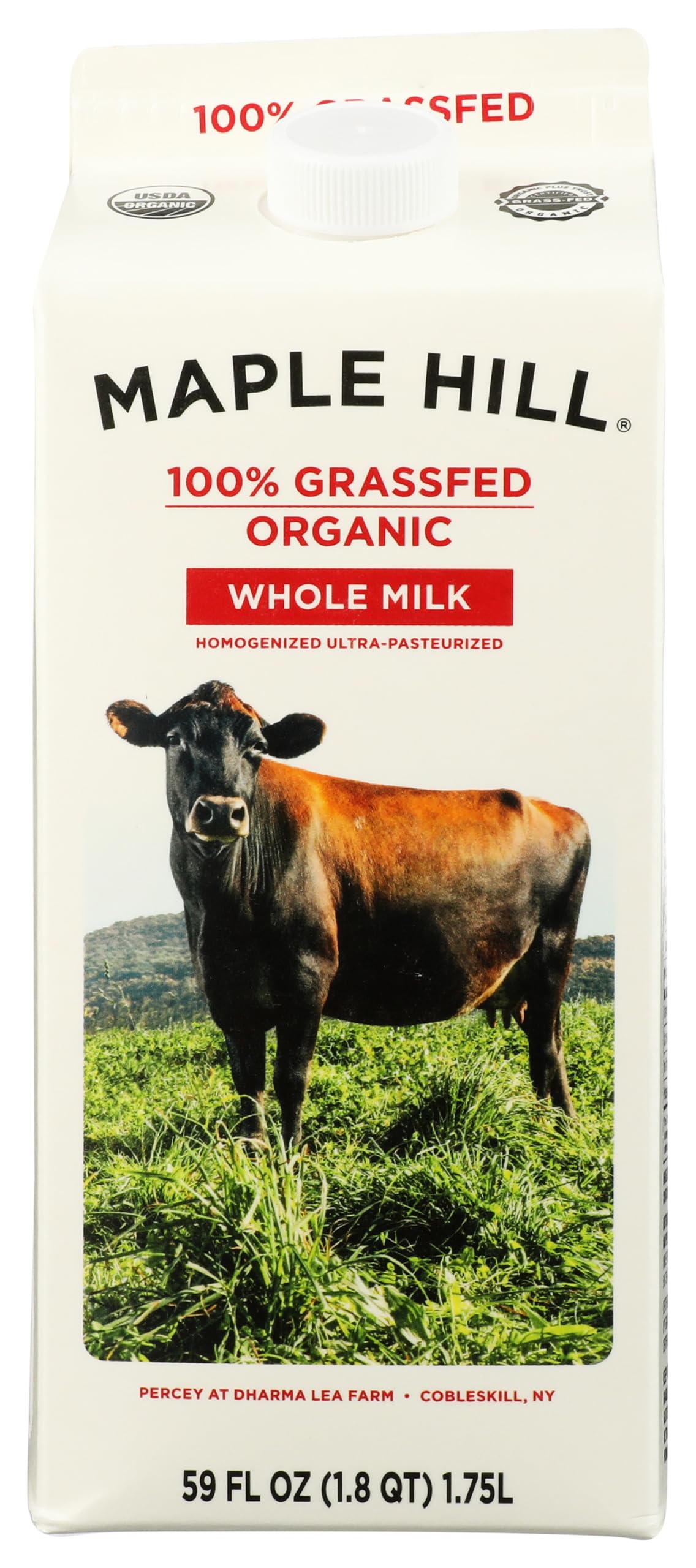 Maple Hill Creamery Organic Whole Milk, 64 fz | 100% Grassfed, USDA Organic, Ultra Pasteurized