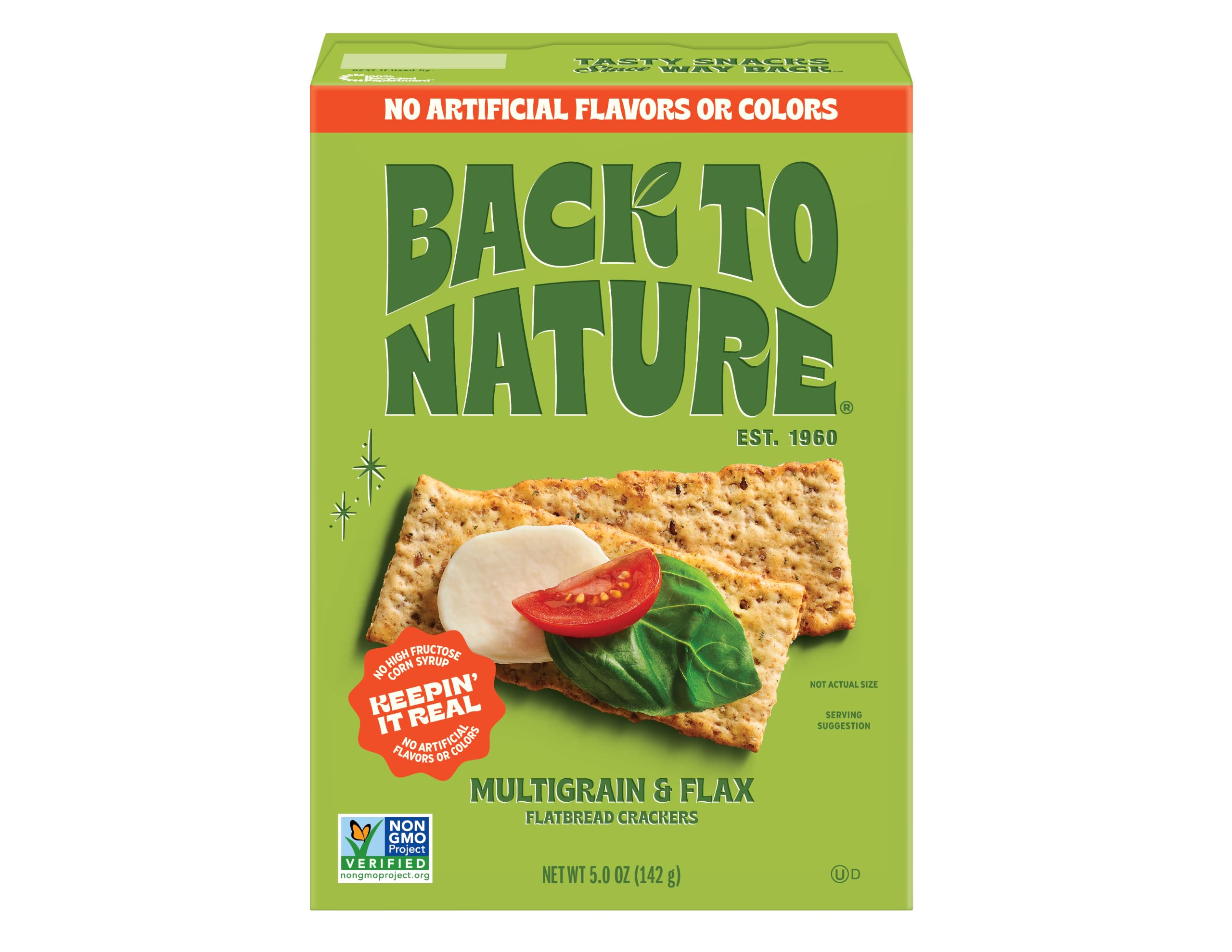 Back to Nature Multigrain Flatbread Crackers, Non-GMO, Plant-Based Snack Cracker, Made with Wheat Flour & Whole Grains, Snack Happy, 5oz Box