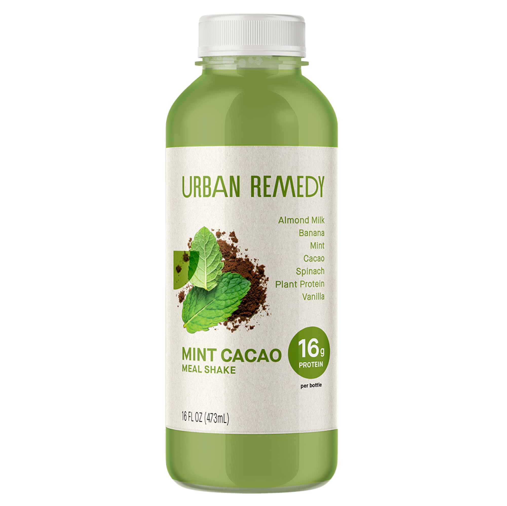 Urban Remedy Organic Mint Cacao Meal Shake, 16 fl oz, 16g Protein | Almond Milk, Banana, Mint & Cacao, Dairy-Free Meal Replacement Shake, Gluten-Free, Ready-to-Drink