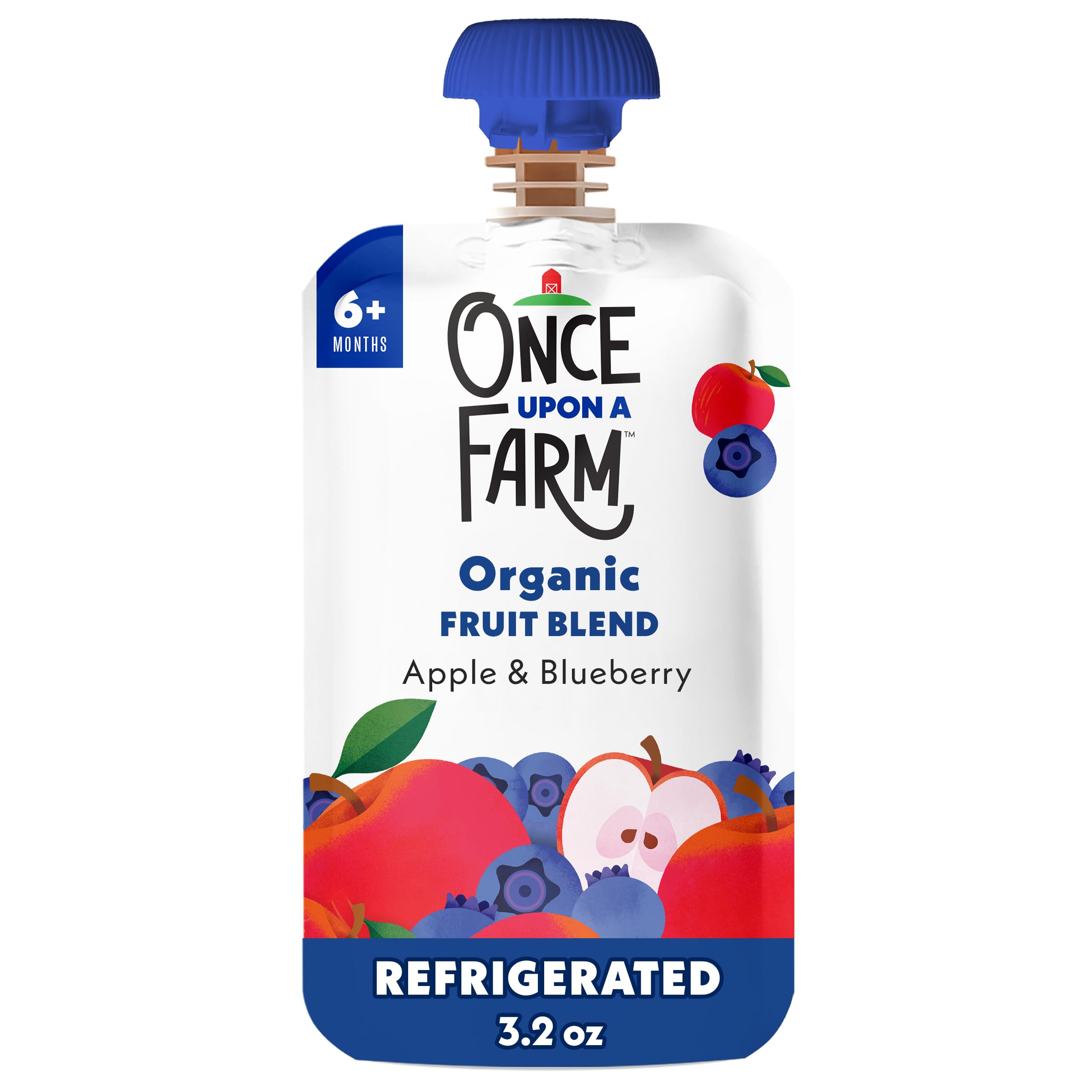 Once Upon a Farm Organic Apple & Blueberry Baby Fruit Blend Sgl, 3.2 OZ