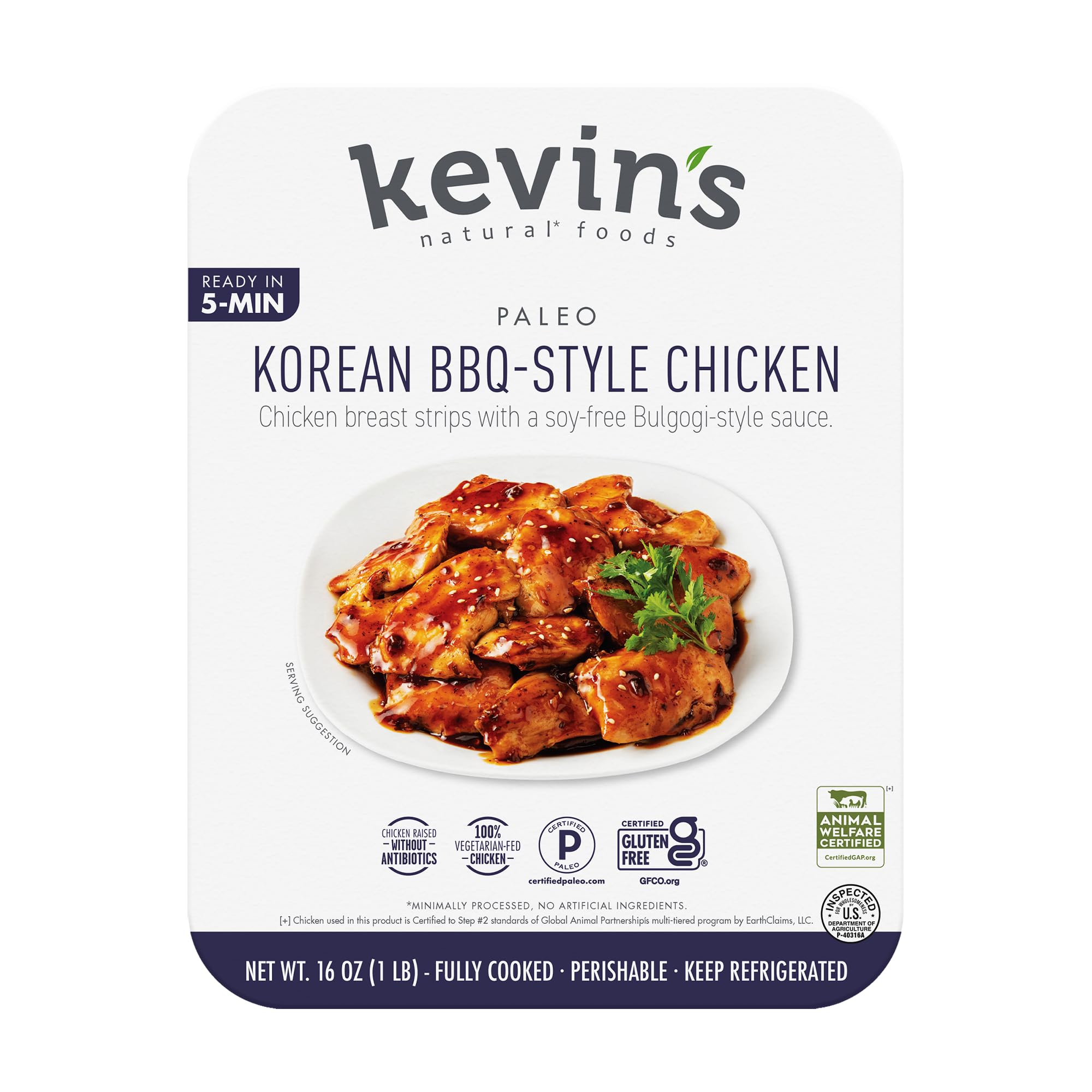 Kevin’s Natural Foods, Korean BBQ-Style Chicken Entree, 16 Ounces