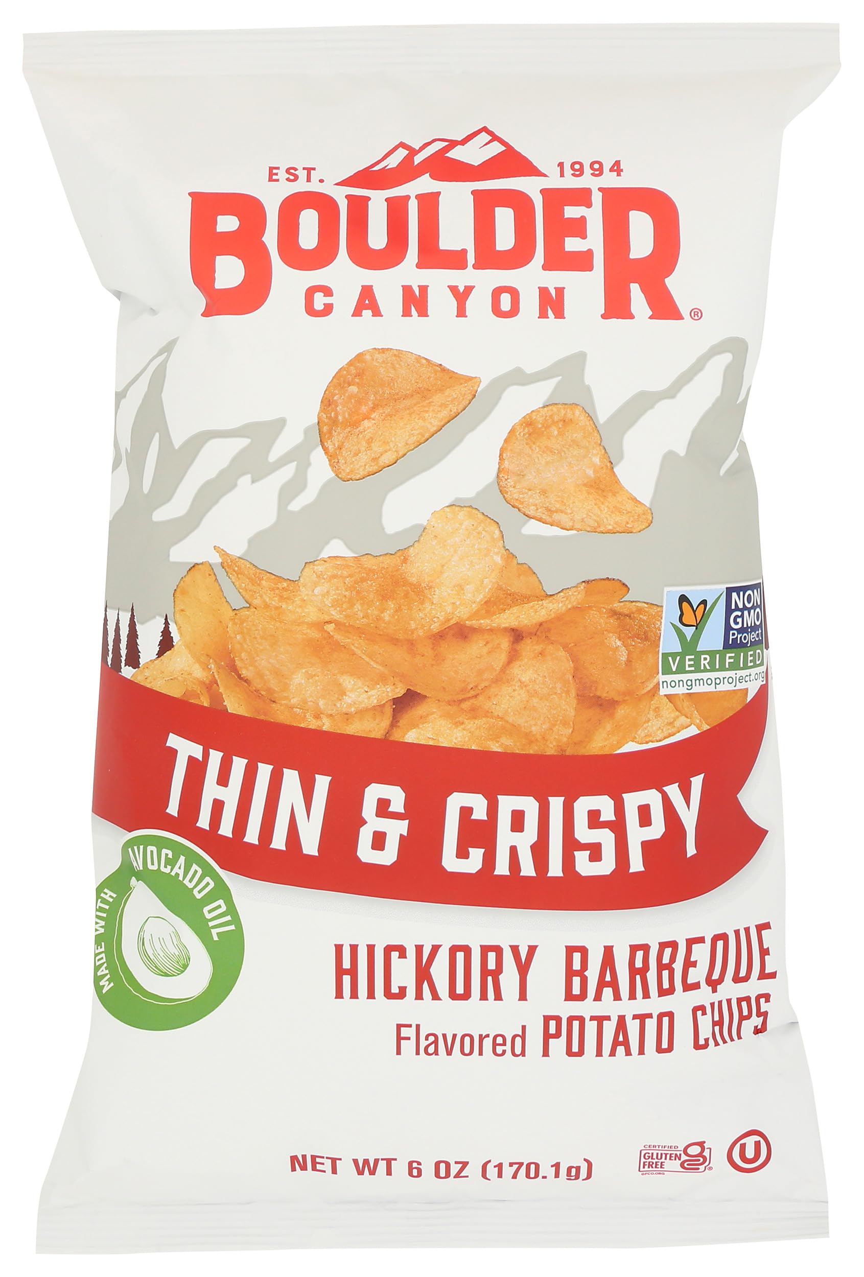 Chips Potato Thin And Crispy Hickory BBQ, 6 Ounce