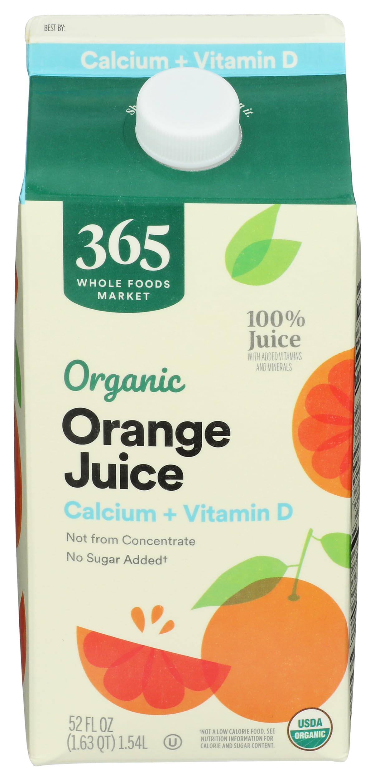 365 By Whole Foods Market, Organic Orange Juice With Calcium And Vitamin D, 52 Fl Oz