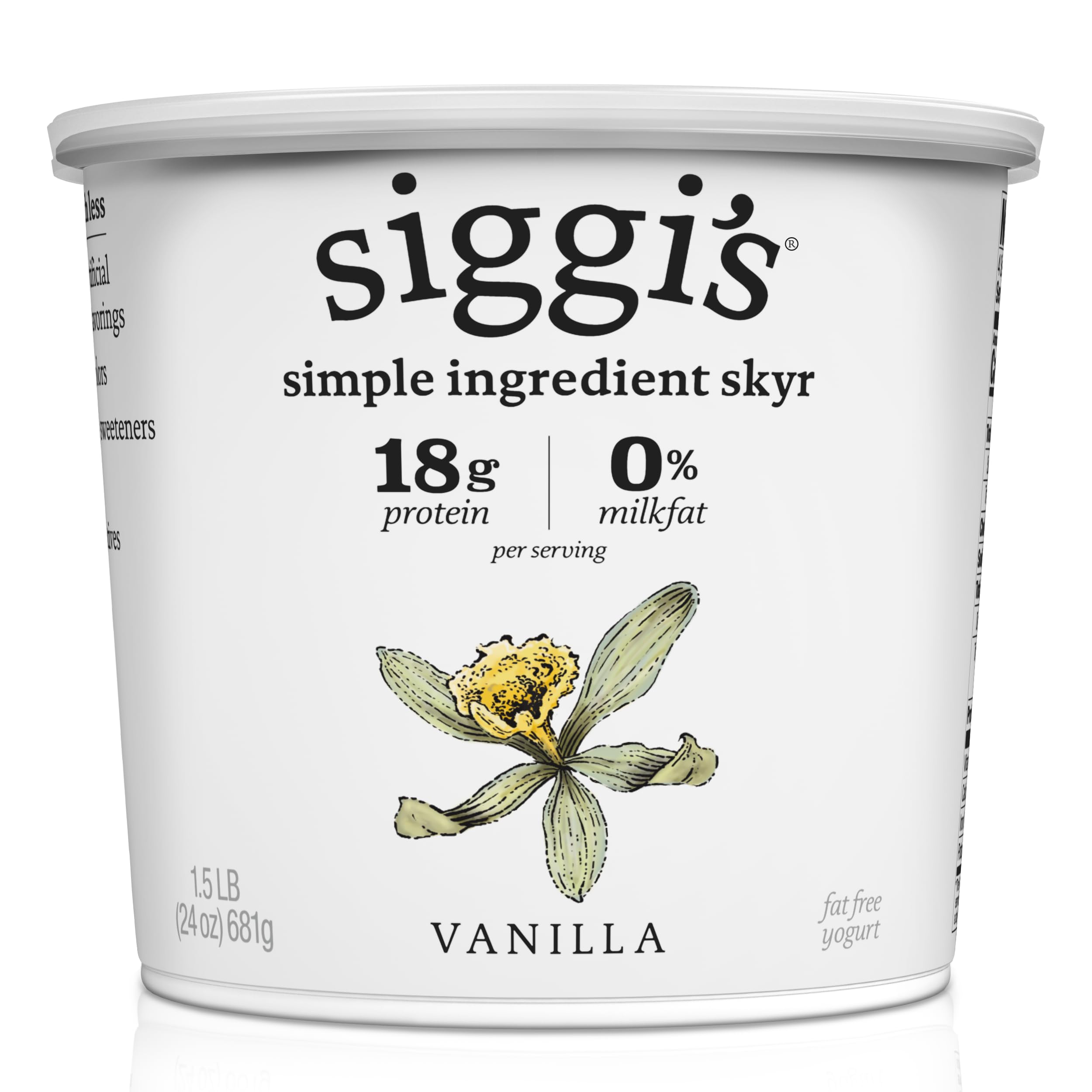 Siggi's, Yogurt Vanilla Non-Fat, 24 Ounce