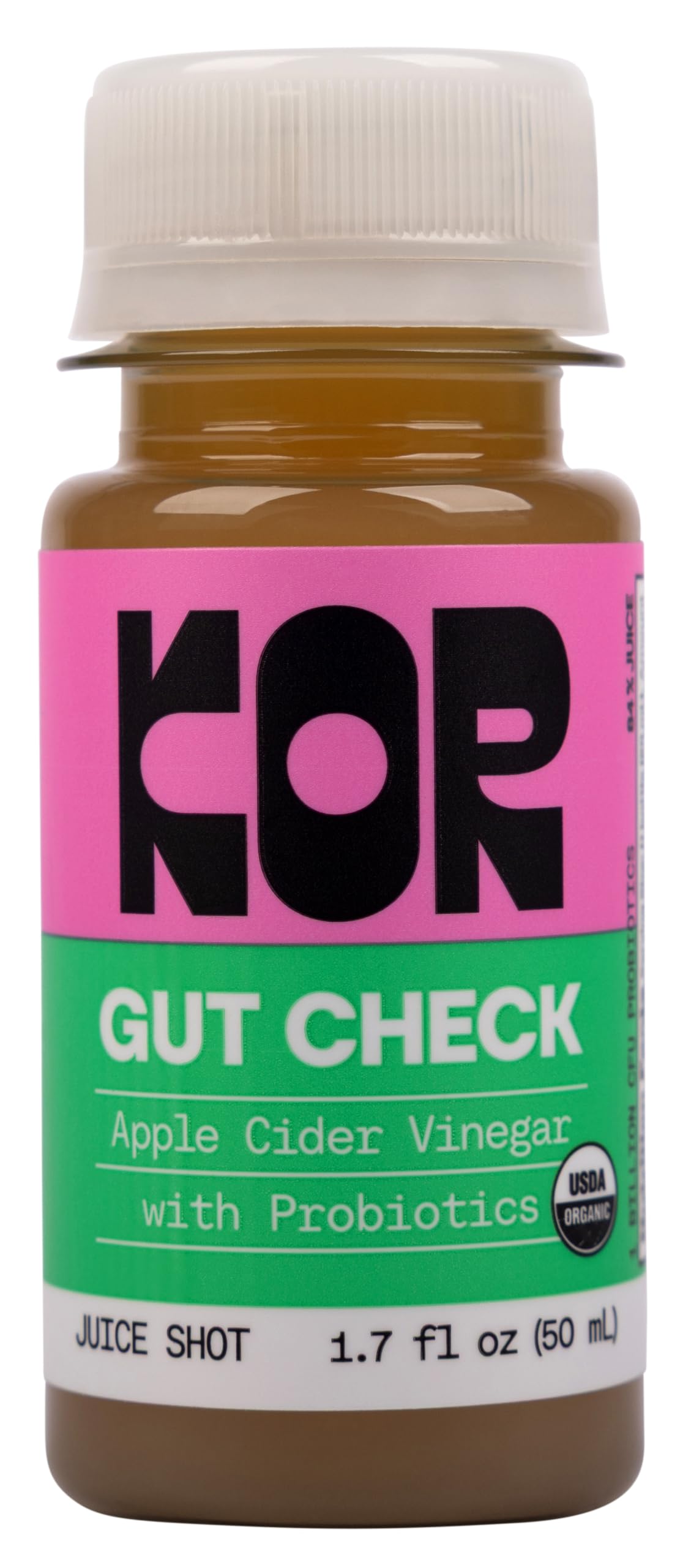 KOR Gut Check Organic Probiotic Shot - Apple Cider Vinegar Wellness Shot - Single 1.7 Fl Oz