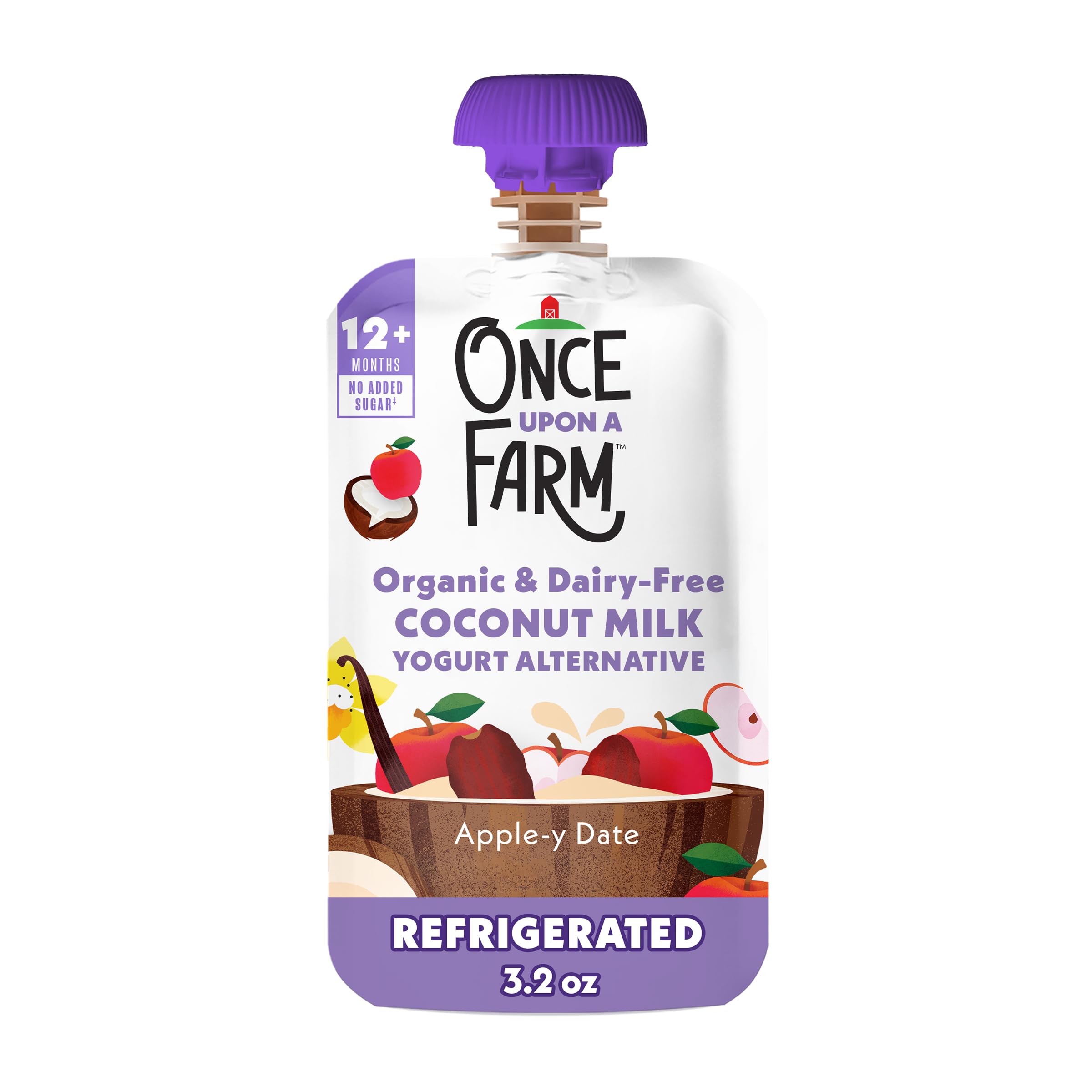 Once Upon a Farm Coconut Yogurt Alternative Apple-y Date Organic Snack Pouch, 3.2oz