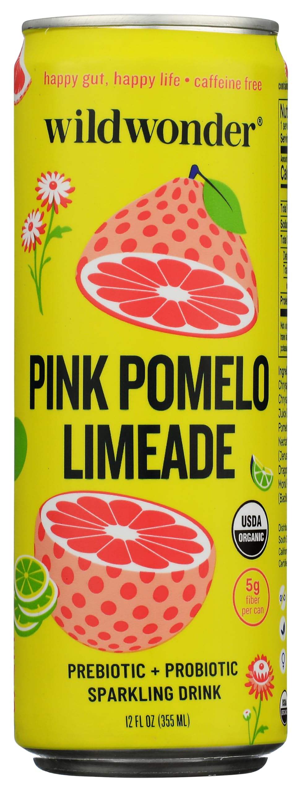 Wild Wonder Drink Sparkling Probiotic Pink Pomelo Organic, 12 Fl Oz