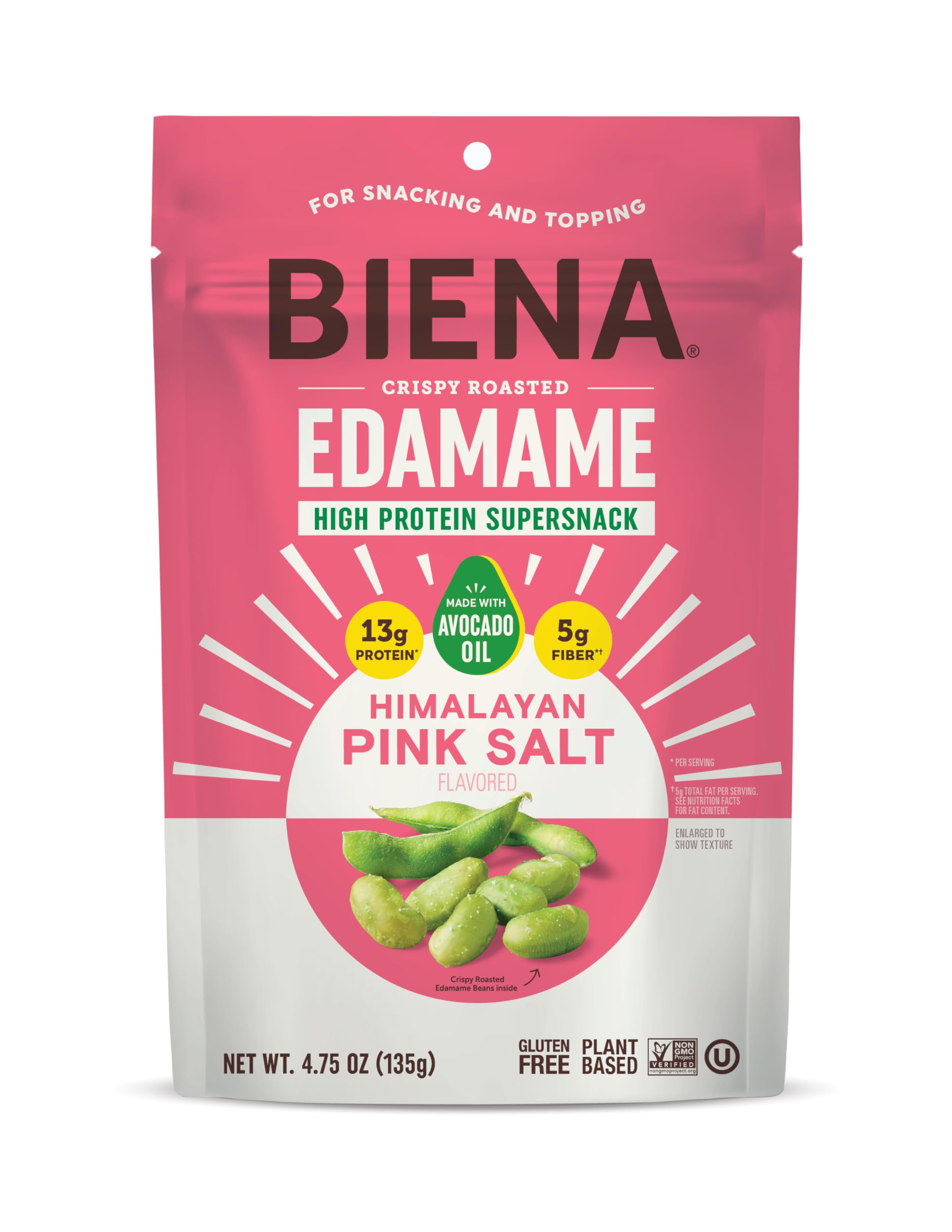BIENA FOODS Himalayan Pink Salt Roasted Edamame, 4.75 OZ
