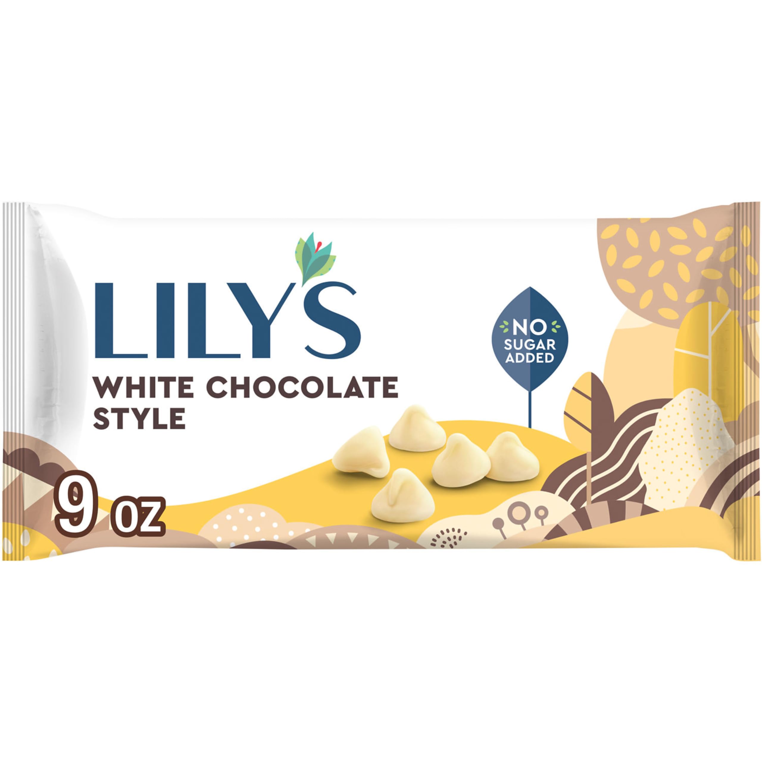 LILY'S White Chocolate Style No Sugar Added, Baking Chips Bag, 9 oz | White Chocolate Style Baking Chips, No Sugar Added, Gluten Free and Kosher, Great for Cookies and Holiday Baking, 9 oz