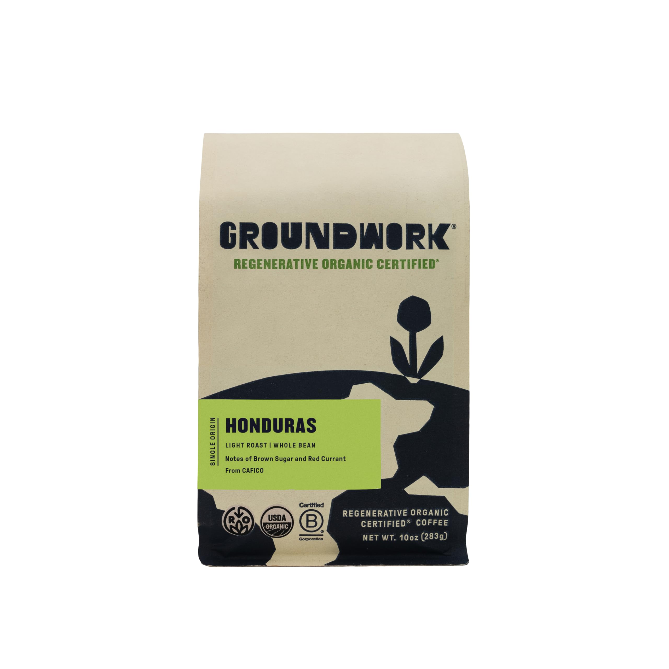 GROUNDWORK Regen Organic Honduras WHOLE BEAN Coffee Light Roast - 10oz