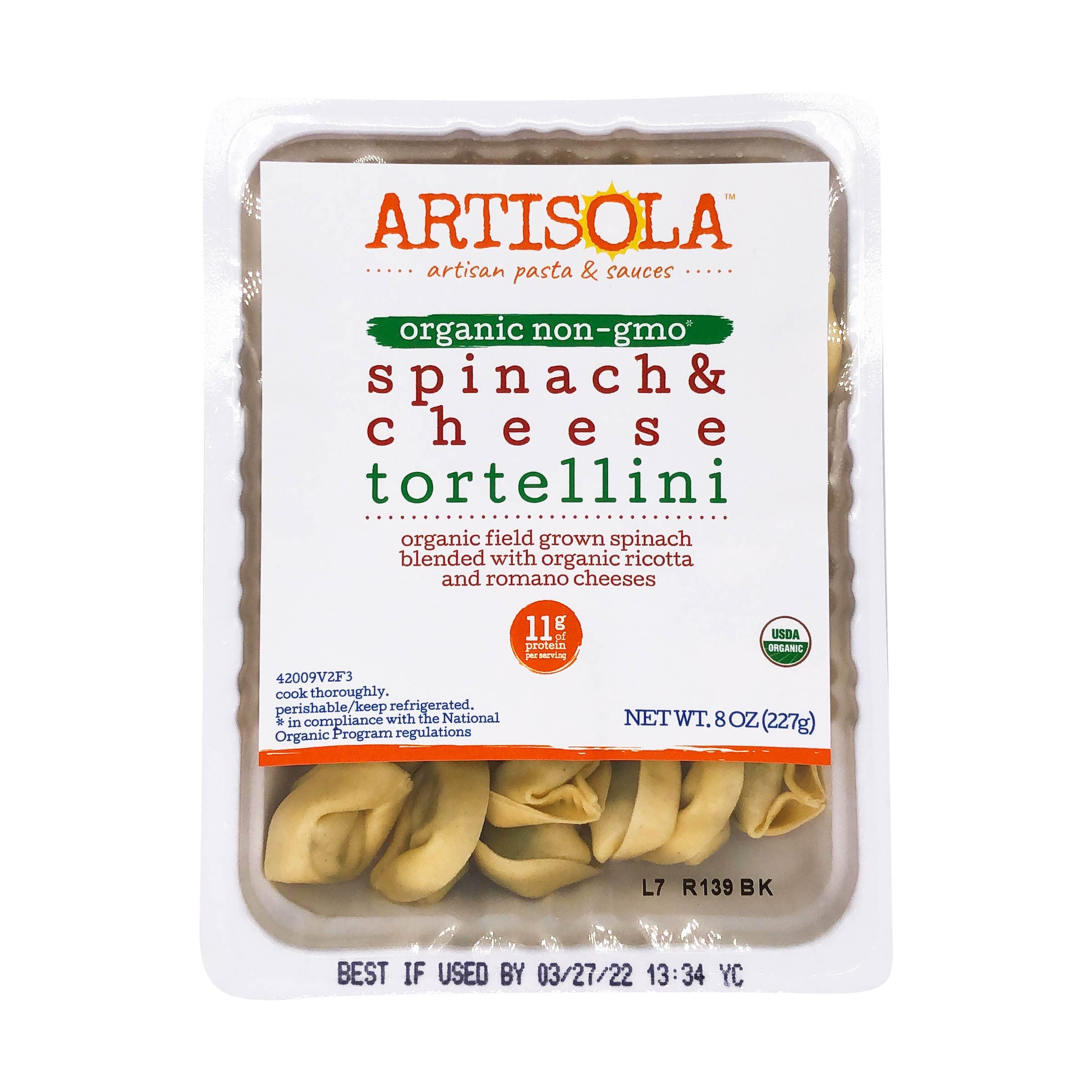 Tortellini Spinach And Cheese Organic, 8 Ounce