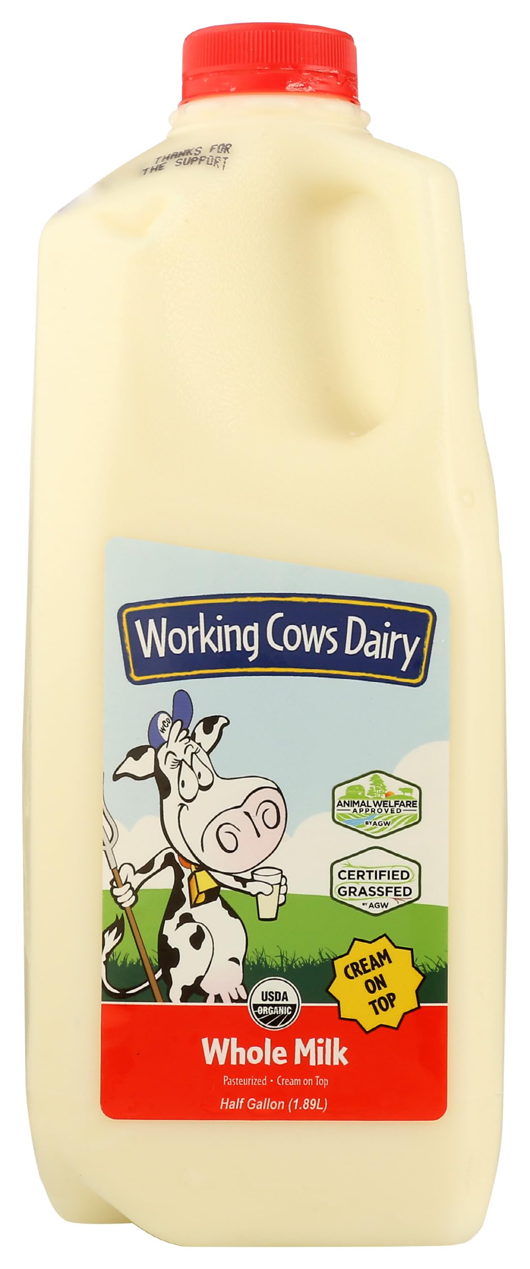 Working Cows Dairy, Organic Milk Whole Cream Top, 64 Fl Oz