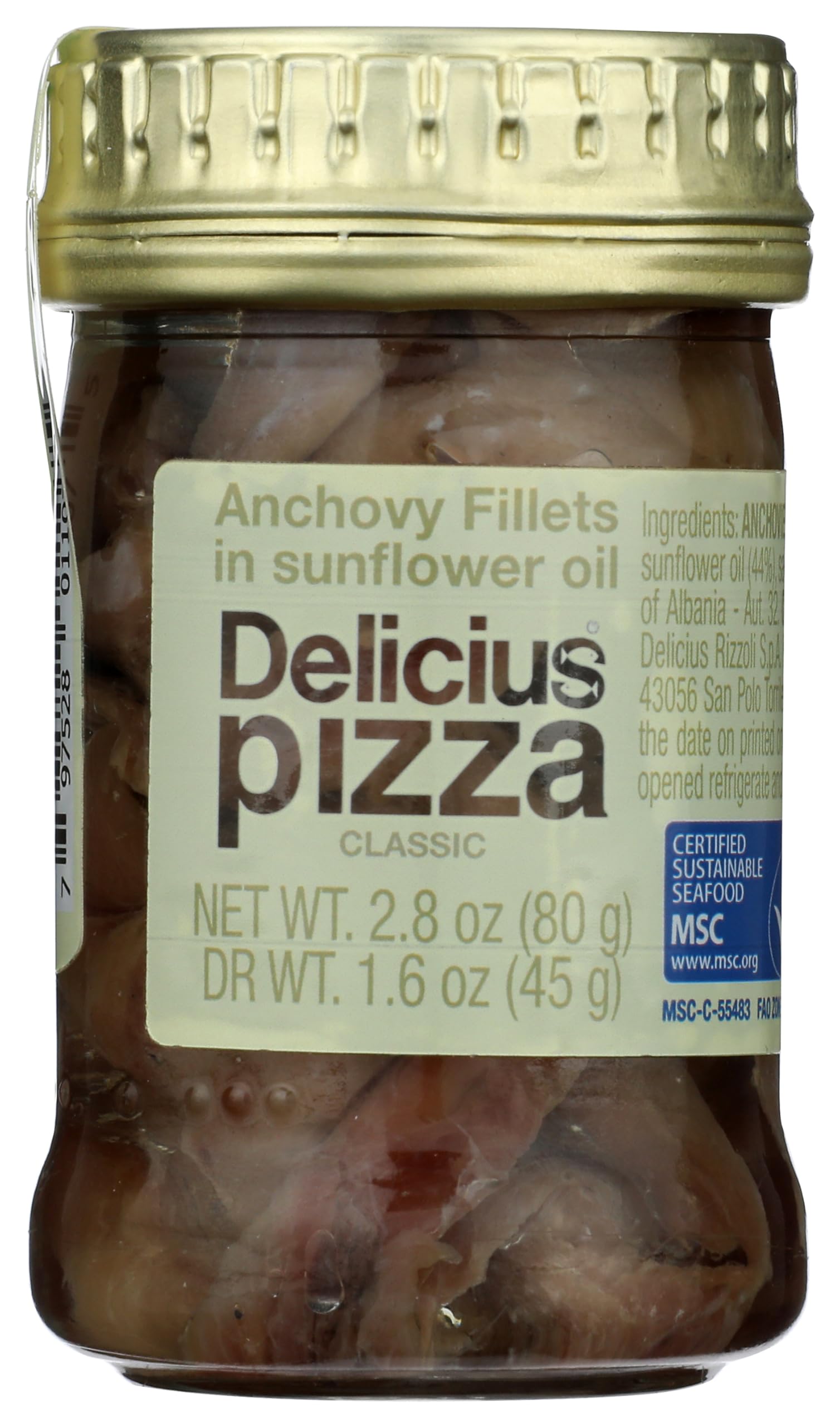 Fillets Anchovy Pizza Classic Sunflower Oil, 2.8 Ounce
