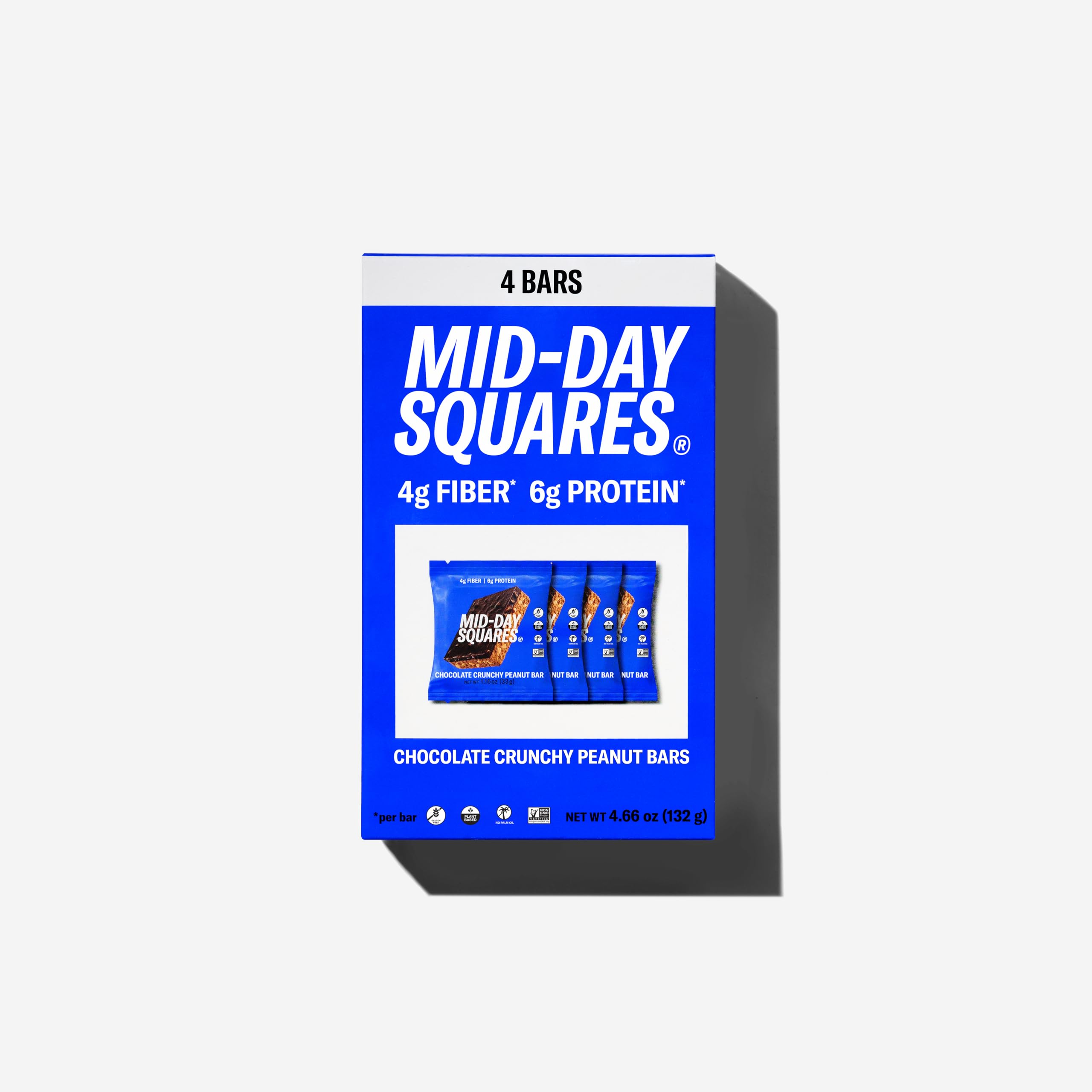 Mid-Day Squares Snack Bar, Chocolate Crunchy Peanut Bar, 4 Pack