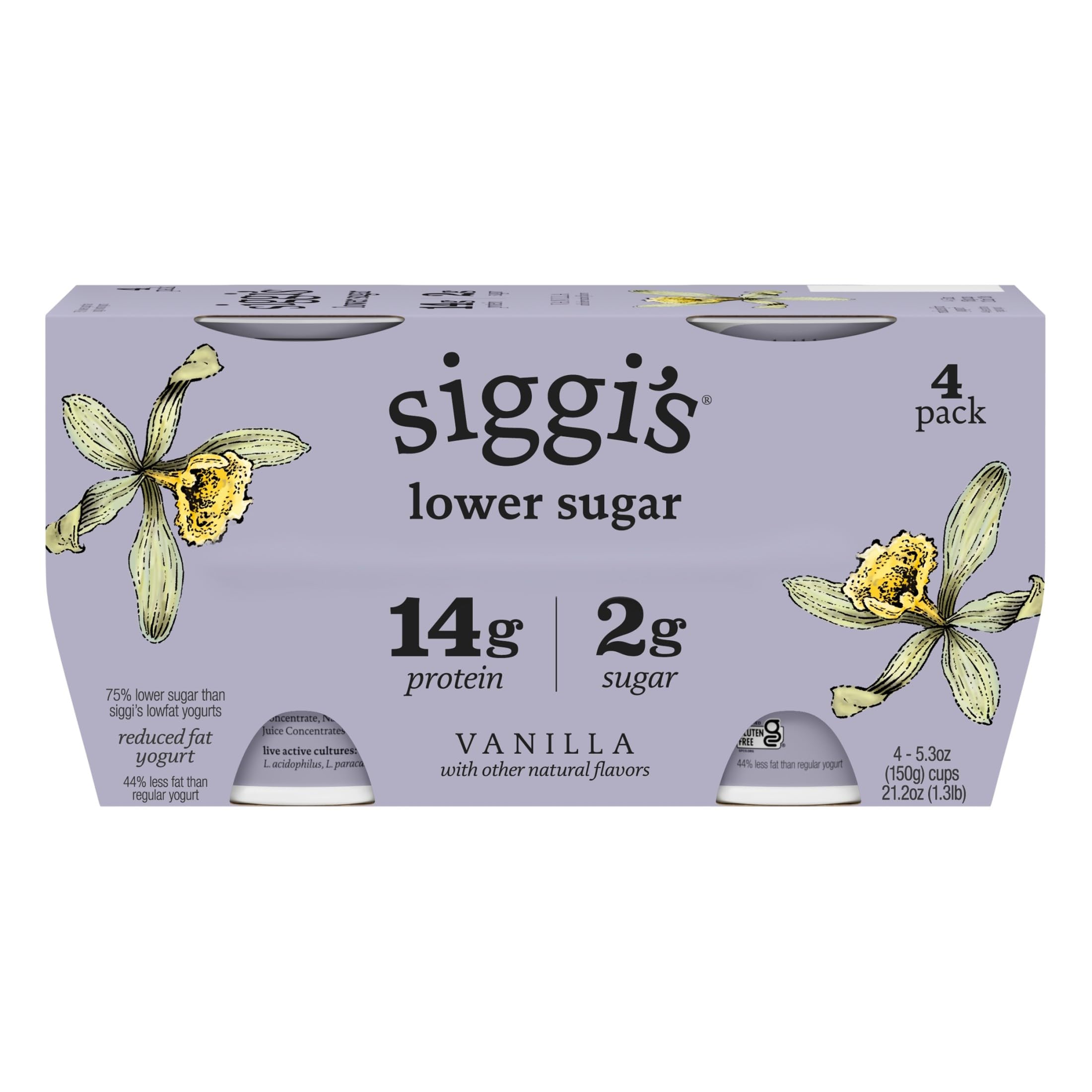 siggi’s Lower Sugar, Lower Calorie Icelandic Skyr Yogurt, Vanilla, 4ct