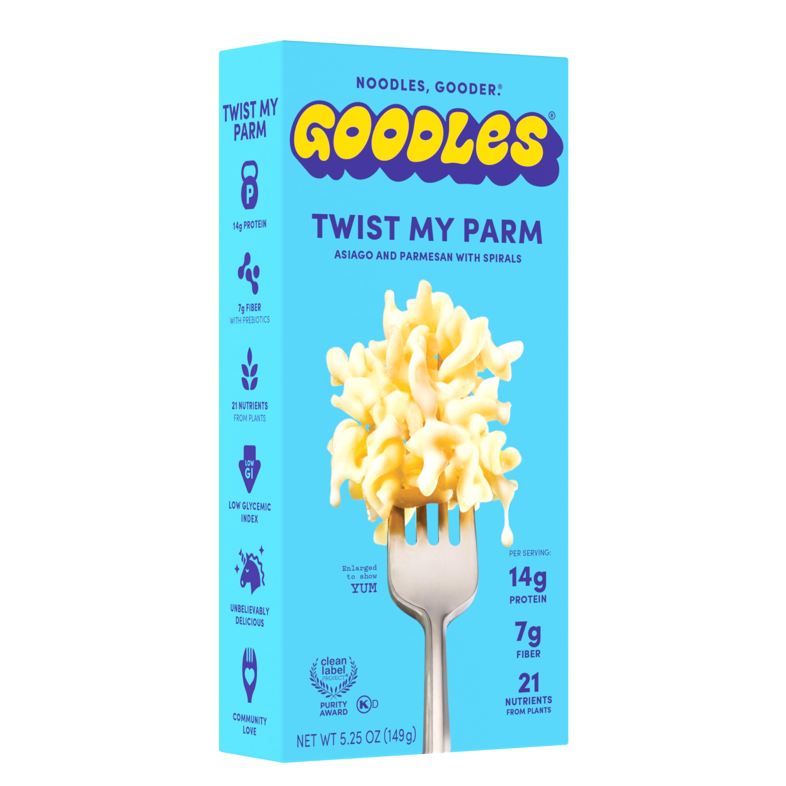 GOODLES Twist My Parm Asiago and Parmesan with Spirals, 6 oz. 1 Pack | Nutrient Packed with Real Cheese, Fiber, Protein, Prebiotics, Plants, & Vegetables, Non-GMO, Organic Ingredients