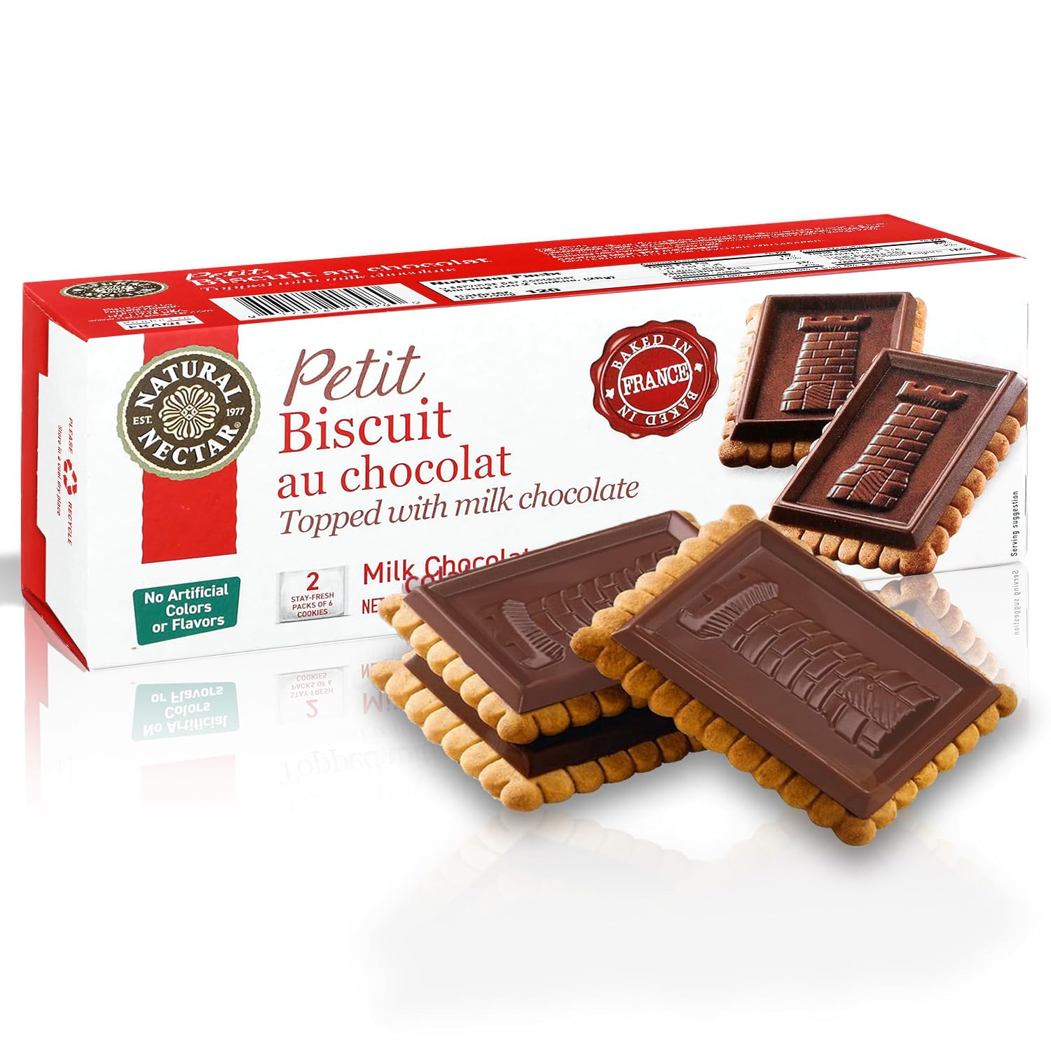 Natural Nectar Petit Biscuit Milk Chocolate 5.29 oz – Crisp European-Style Biscuits Covered in Smooth Milk Chocolate; Snack Cookies for Coffee, Tea & Dessert Treats