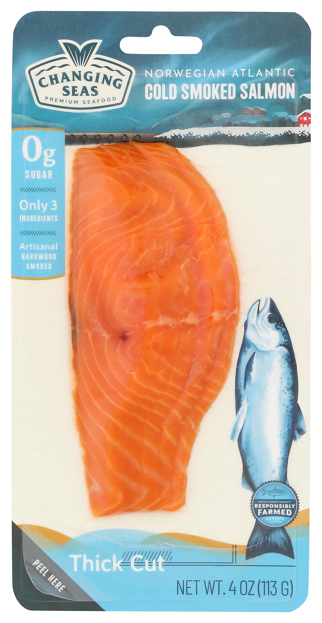 Norwegian Smoked Thick Cut Atlantic Salmon, 4 Ounce