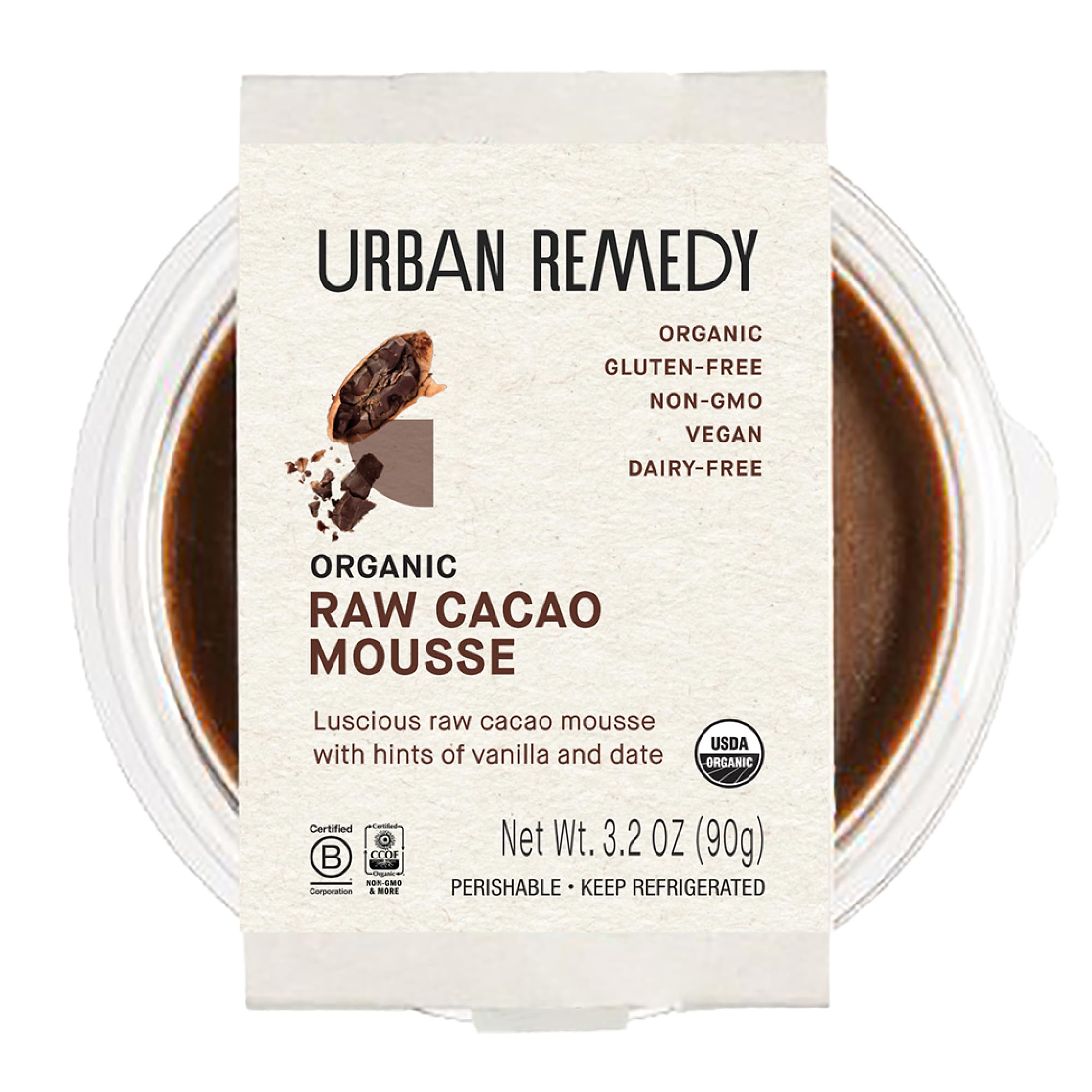 Urban Remedy Organic Raw Cacao Mousse, 4.1 Oz | Non-Gmo, Gluten-Free, Dairy-Free, Vegan, Rich & Creamy, 15 g Total Sugar