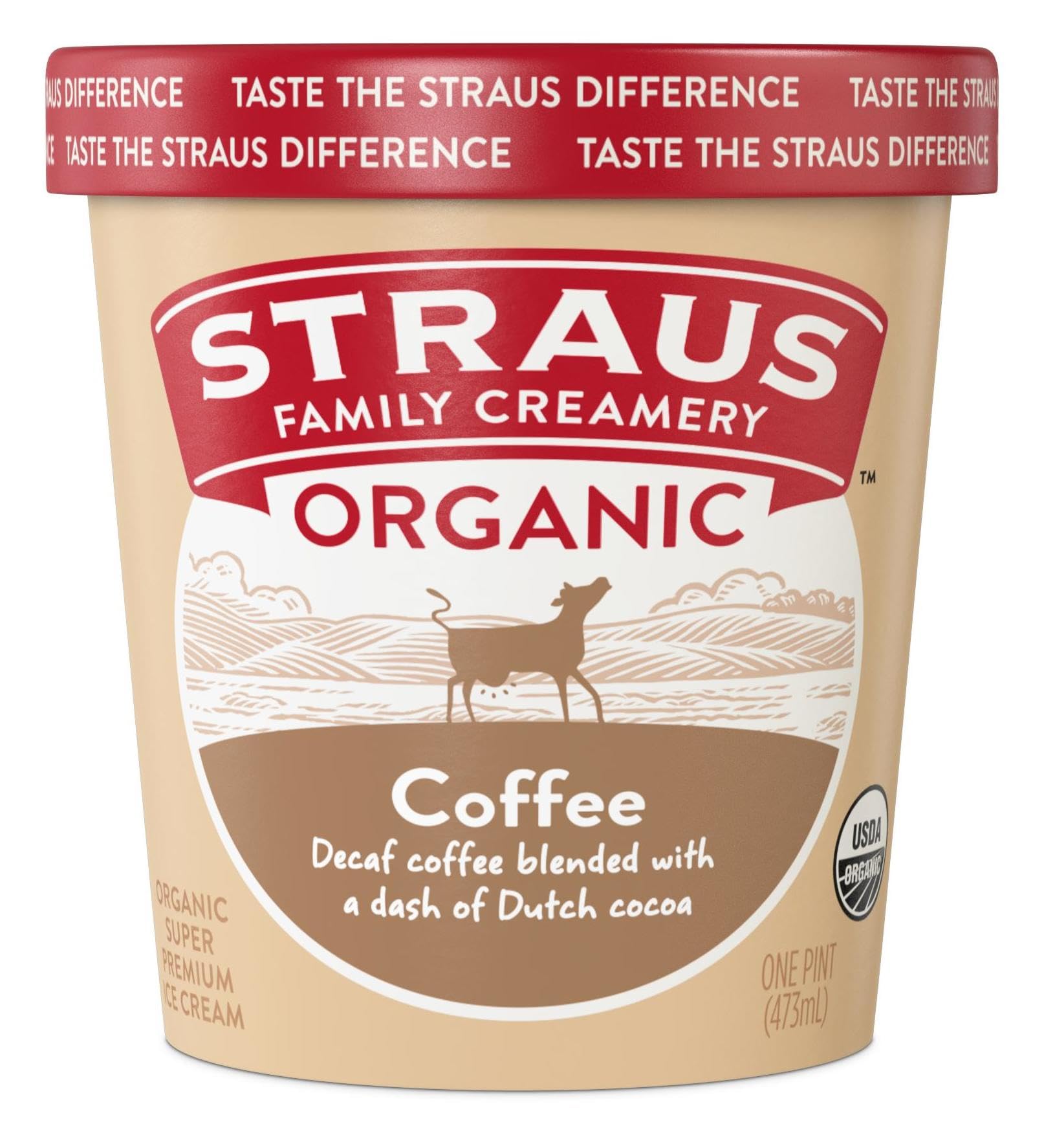 Straus Family Creamery Organic Super Premium Coffee Ice Cream, Pasture-Raised Dairy, 16oz