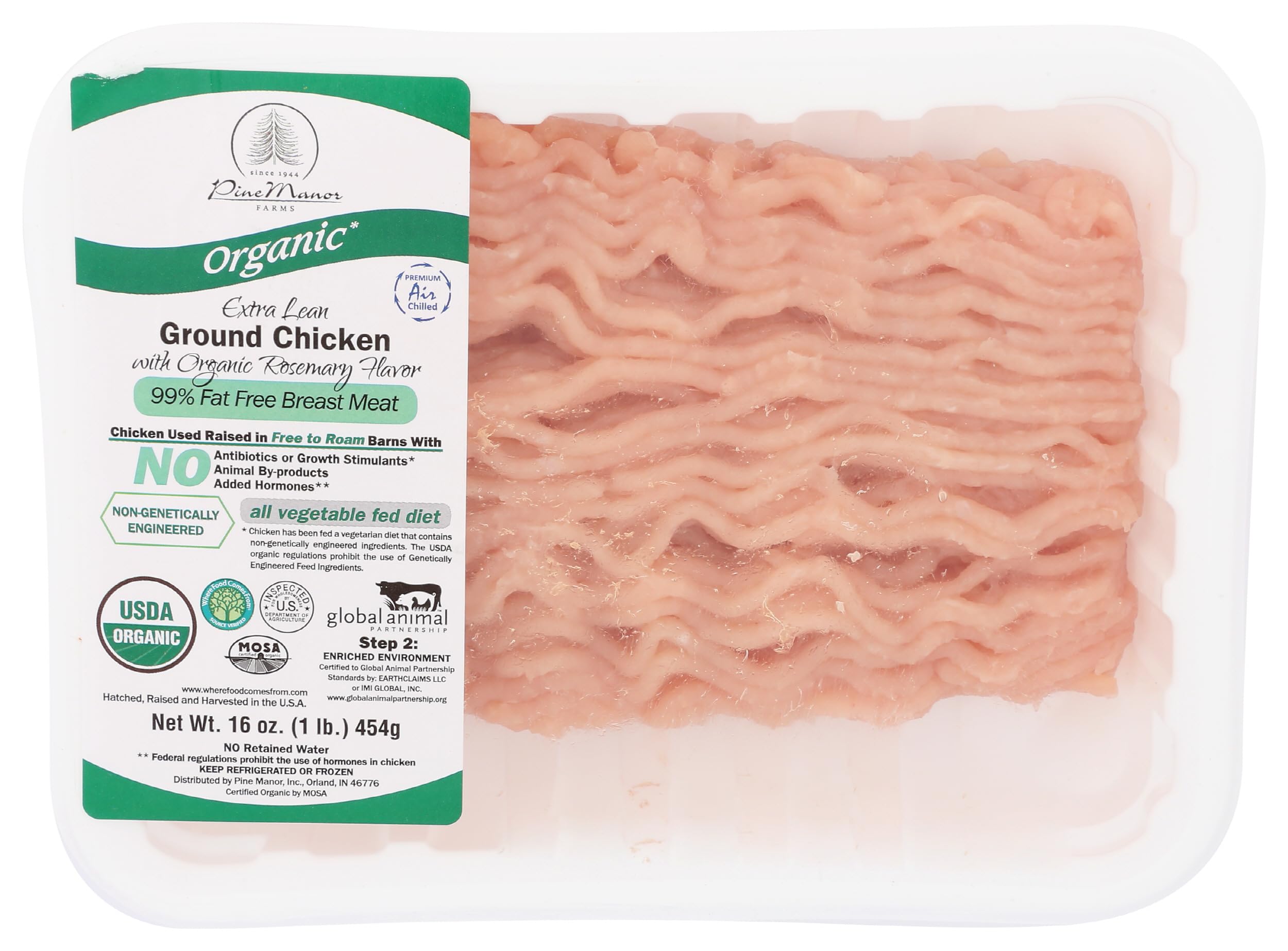 Chicken Ground Breast Air Chilled Organic Step 2, 16 Ounce