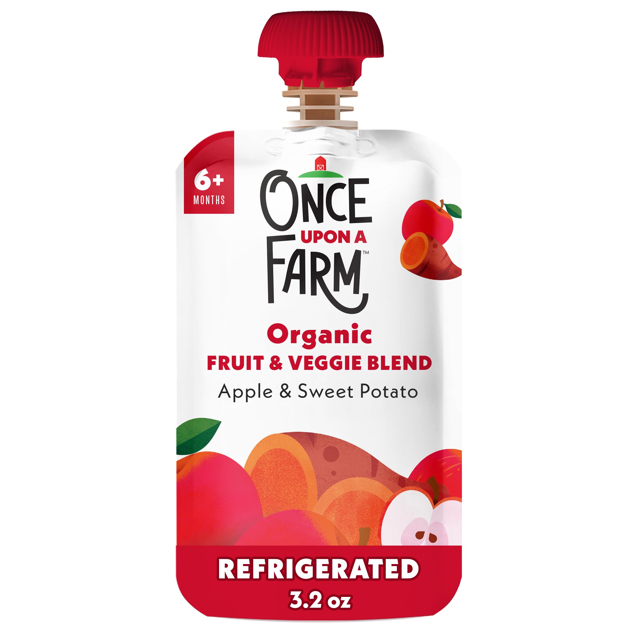 Once Upon A Farm, Fruit & Veggie Blend Organic Apple & Sweet Potato Baby 6+ Months, 3.2 Ounce