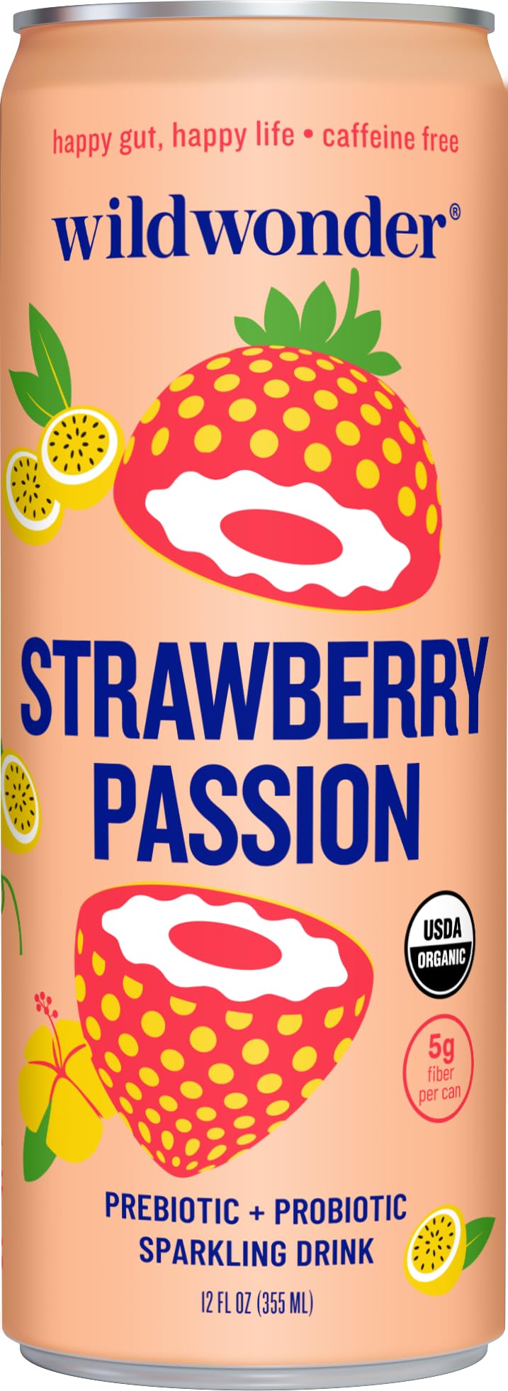 Wild Wonder Organic Strawberry Passion Probiotic Sparkling Drink, 12 FZ