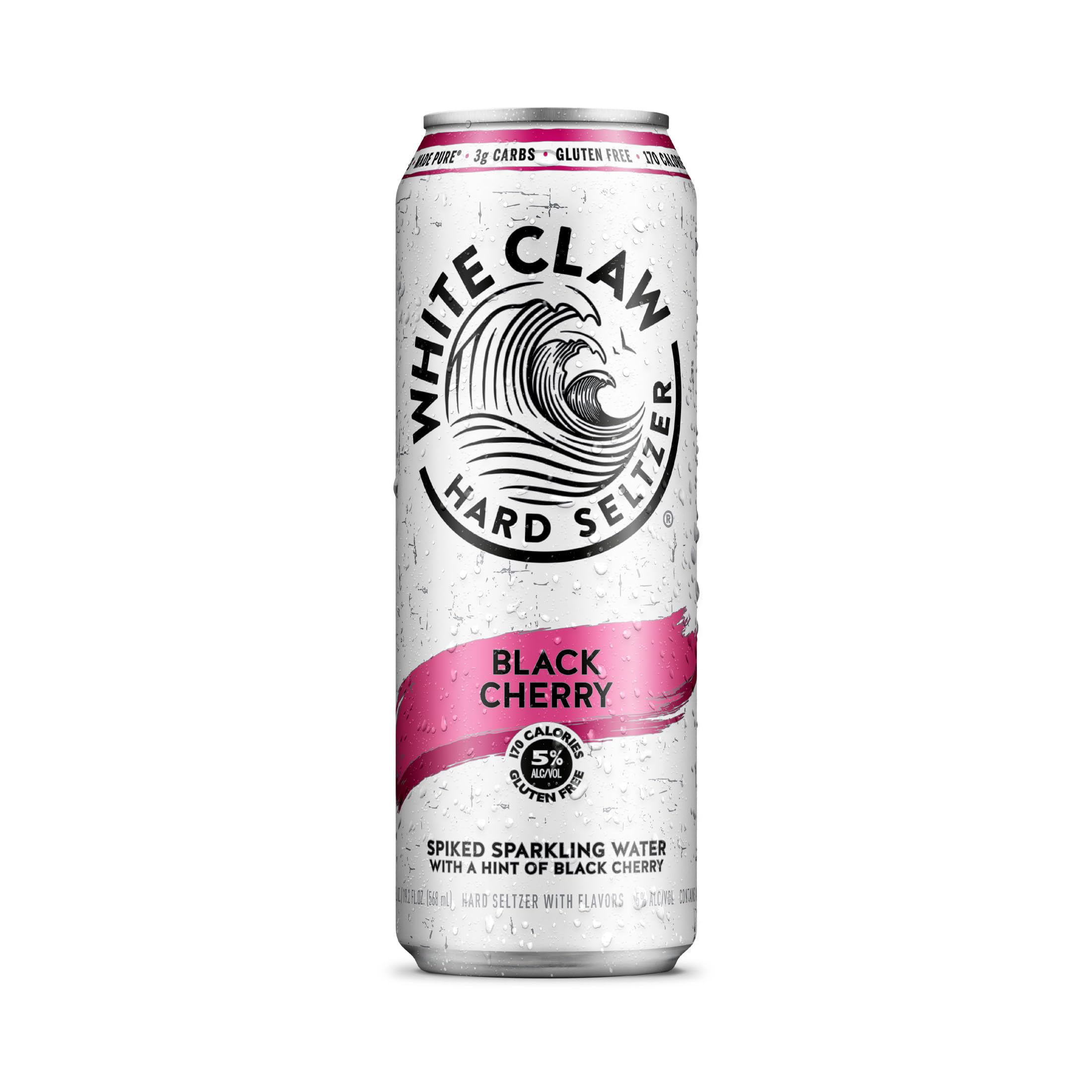 White Claw Hard Seltzer Black Cherry, 19.2 Fl Oz Can, 5% ABV