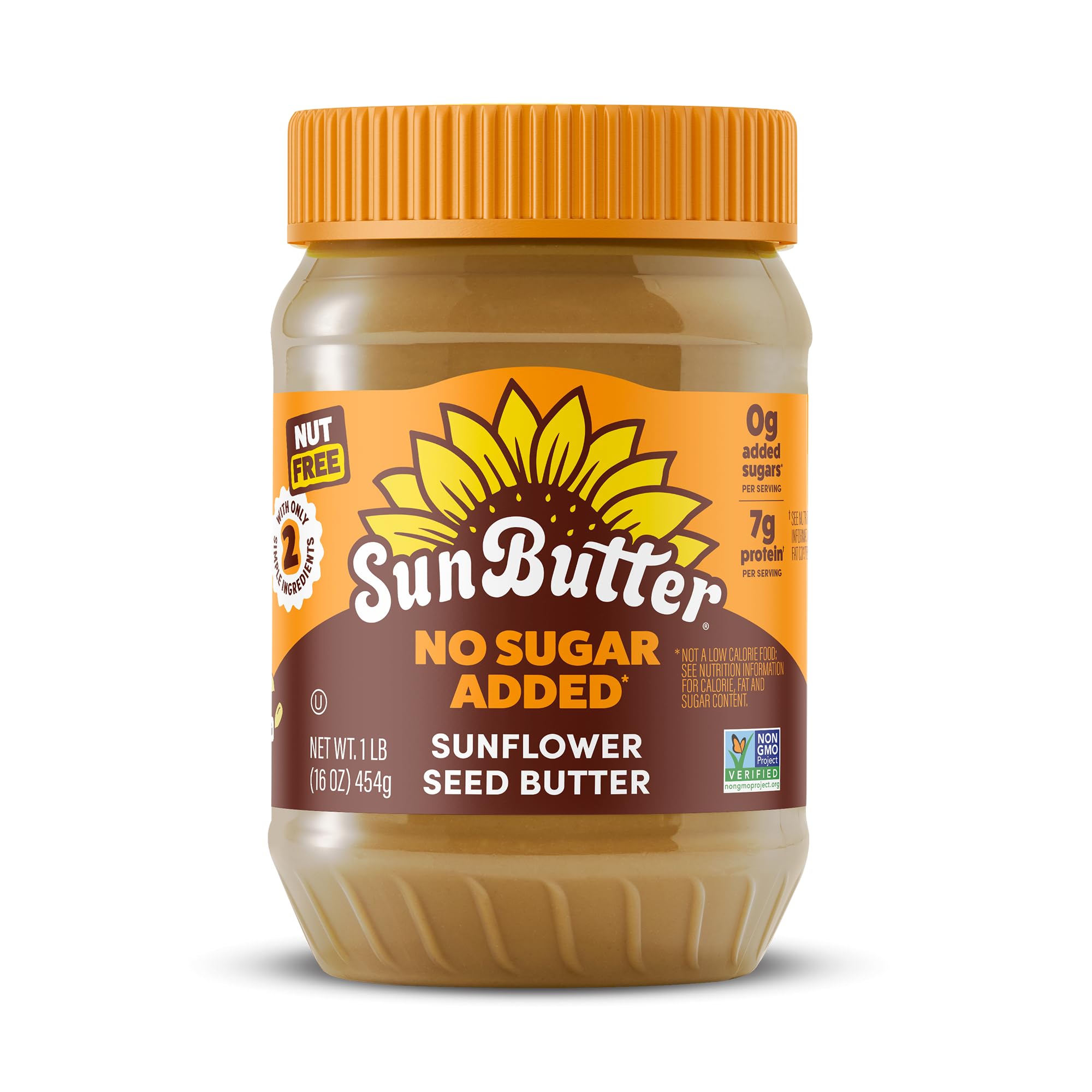 SunButter No Sugar Added Sunflower Seed Butter, Nut Free Spread, 16 Oz | 7g Plant-Based Protein, Roasted Rich & Savory Flavor, Smooth Texture, gluten-free, Vegan, Kosher & Non-GMO