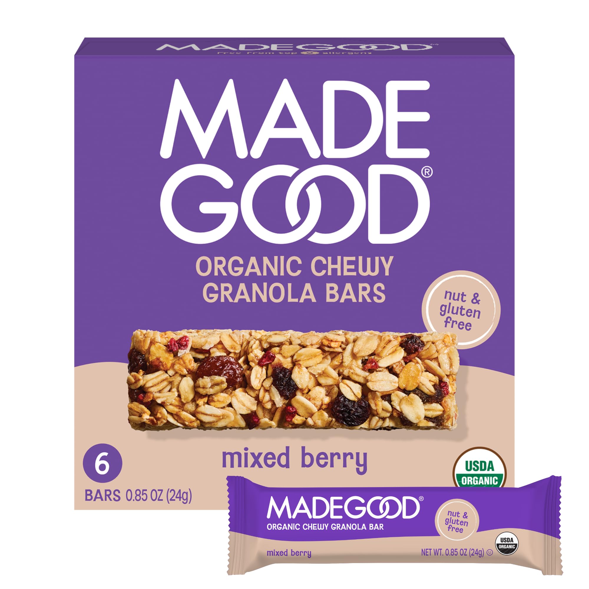 MadeGood Granola Mixed Berry Bars, 6ct, 5.09 oz.