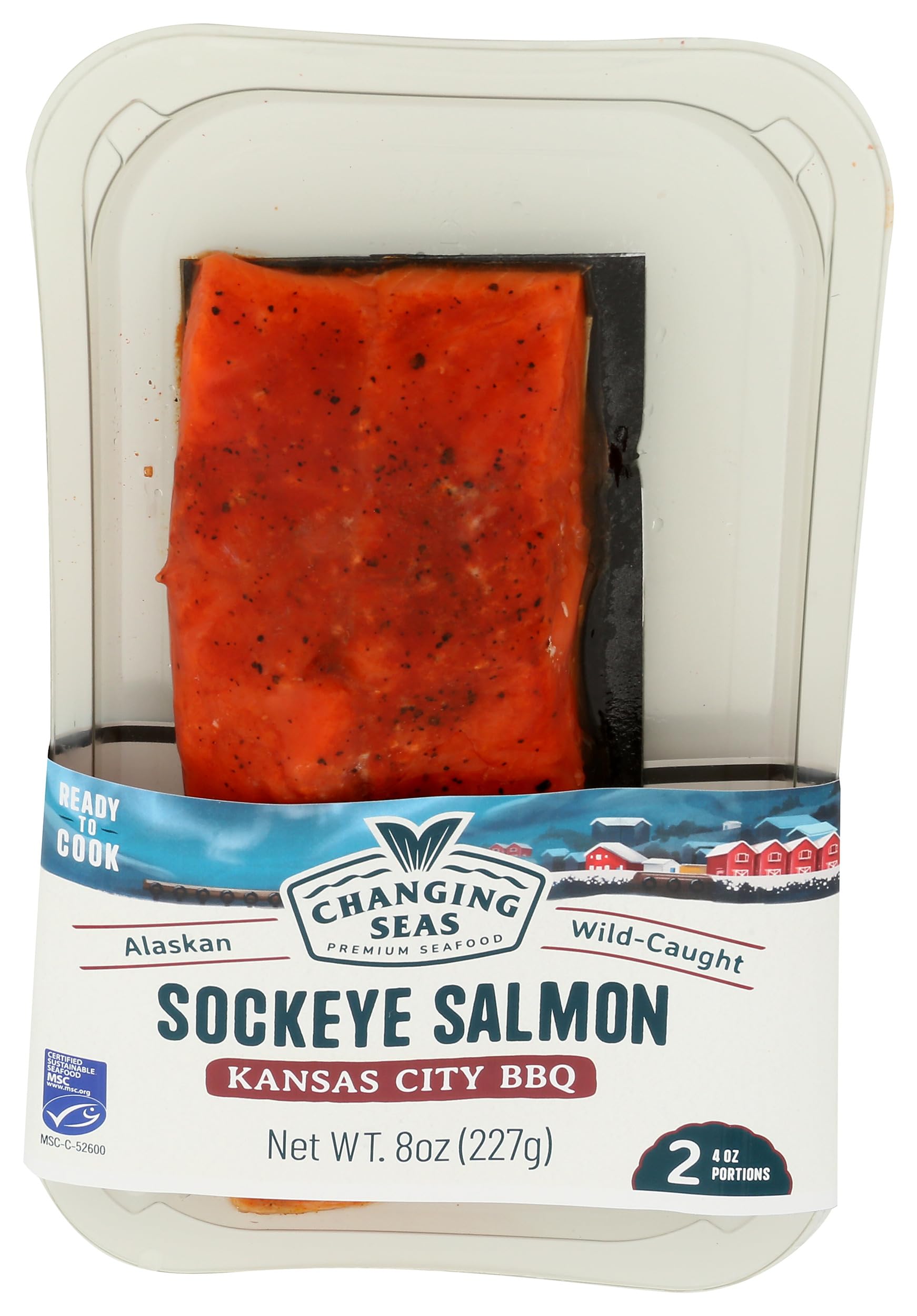 Salmon Sockeye Fillet Kansas City Bbq Previosuly Frozen, 8 Ounce