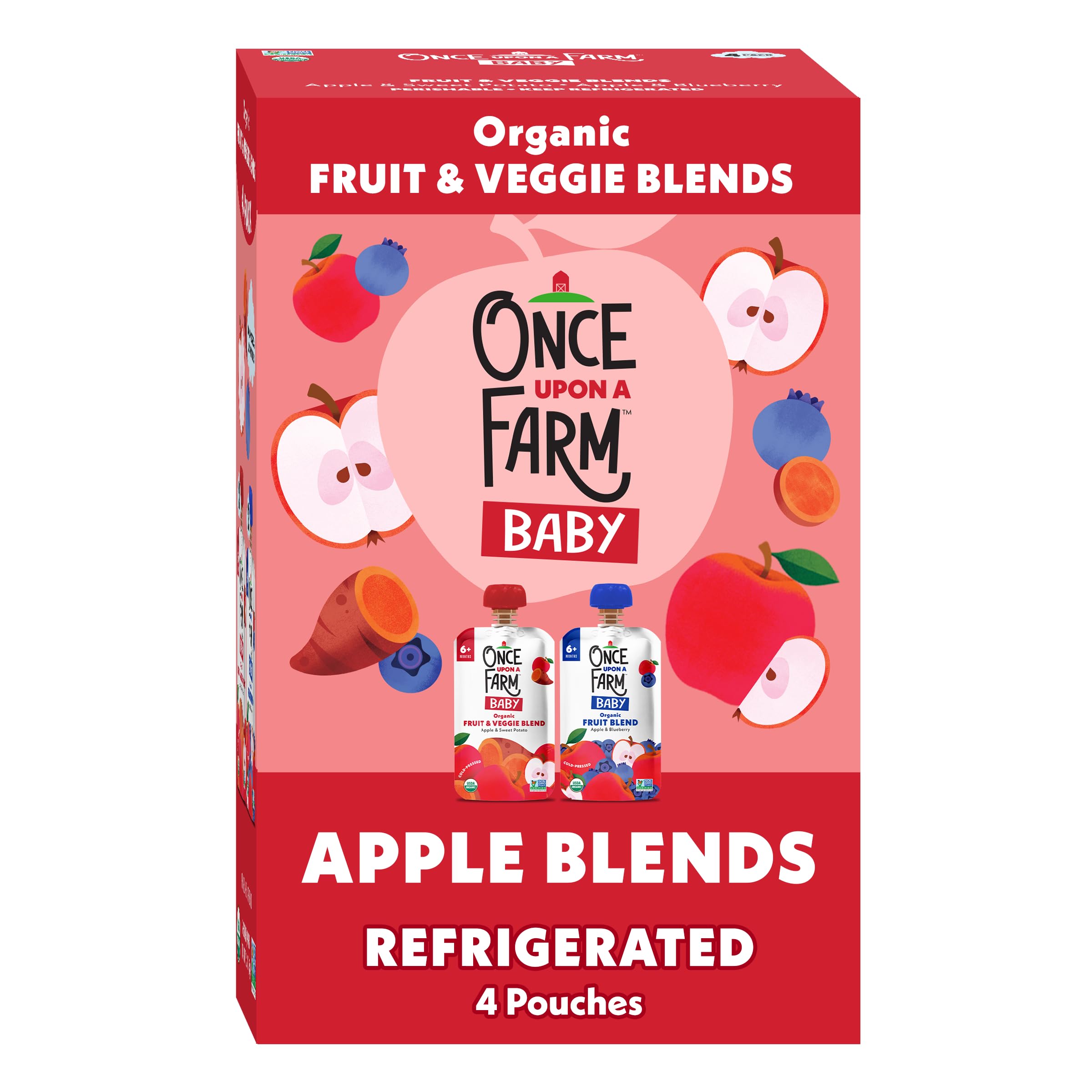 Once Upon a Farm Organic Apple Baby Blends 4 Count, 12.8 OZ