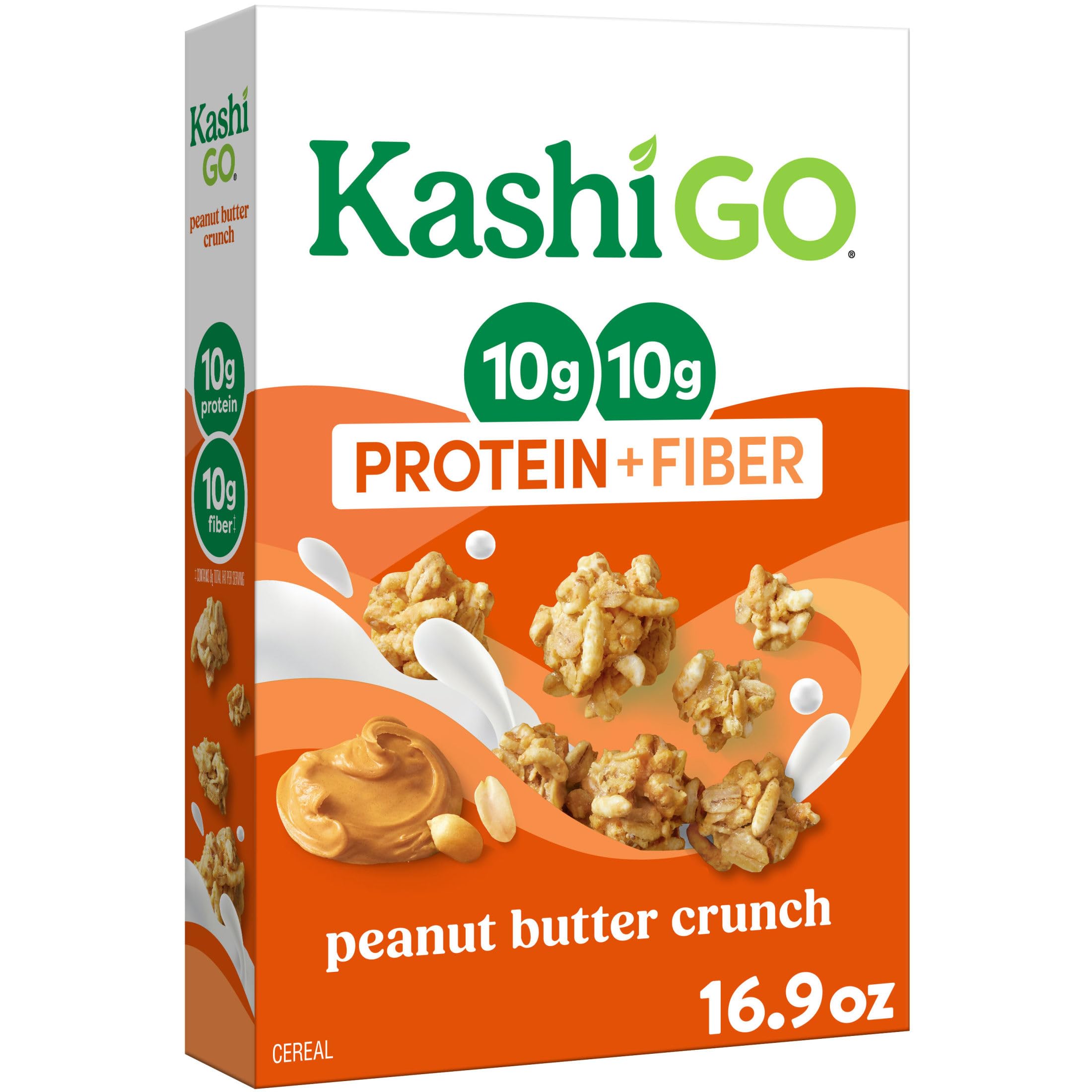 Kashi GO Peanut Butter Crunch Protein Cereal 16.9oz | 10g Protein, 10g Fiber