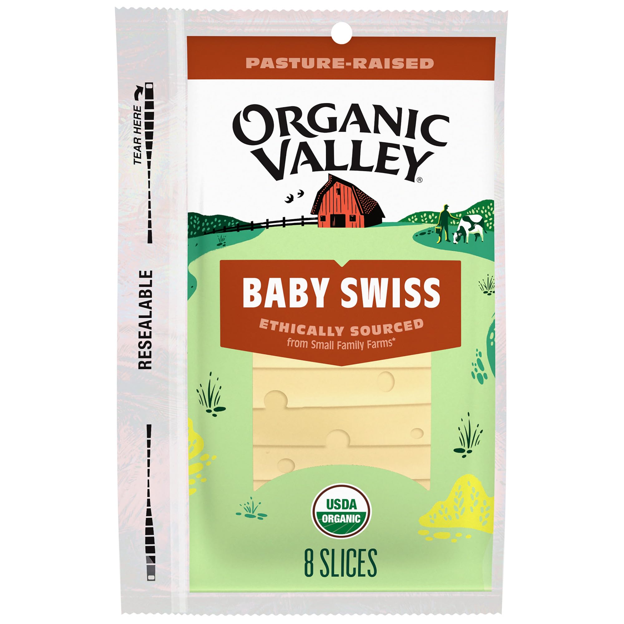 Organic Valley Organic Baby Swiss Cheese Slices, 6 oz