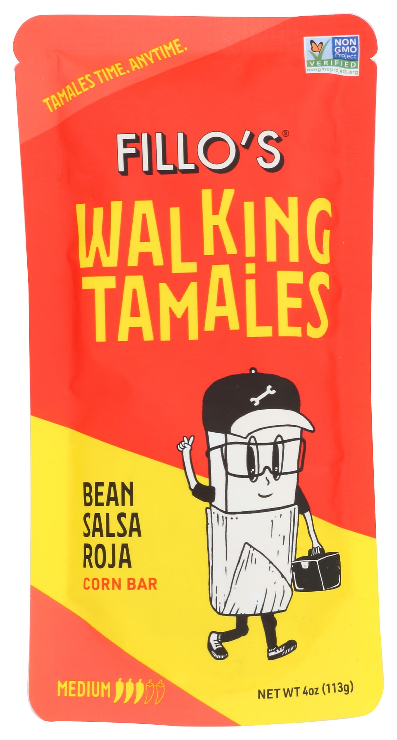 FILLO'S Walking Tamales Bean Salsa Roja Tamale, 4 oz (Shelf-Stable)