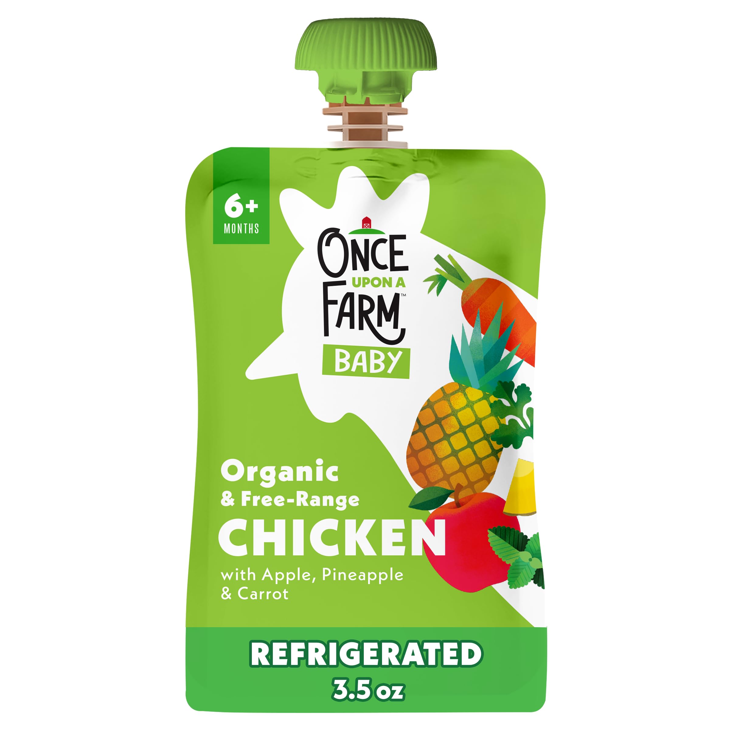 Once Upon a Farm Apple, Pineapple, Chicken, Carrot Organic Baby Food Pouch, 3.5oz