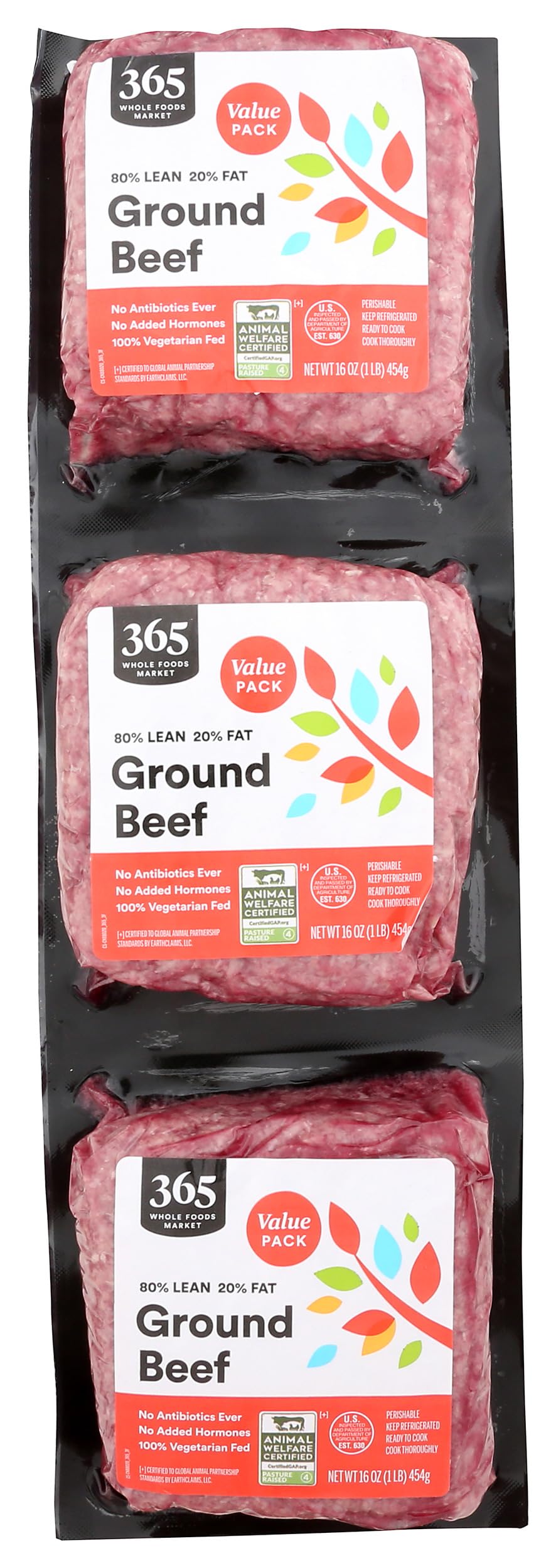 365 by Whole Foods Market Ground Beef 80% Lean/20% Fat Value Pack, 48 OZ