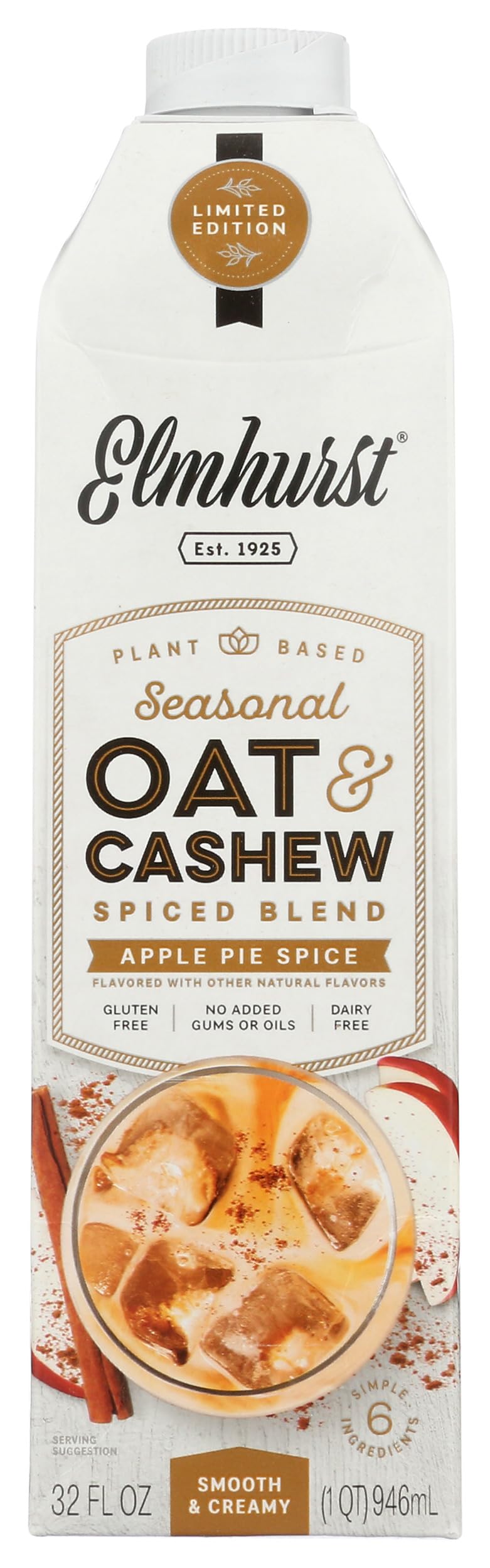 Elmhurst Apple Pie Spice Oat & Cashew Milk, 32 FZ