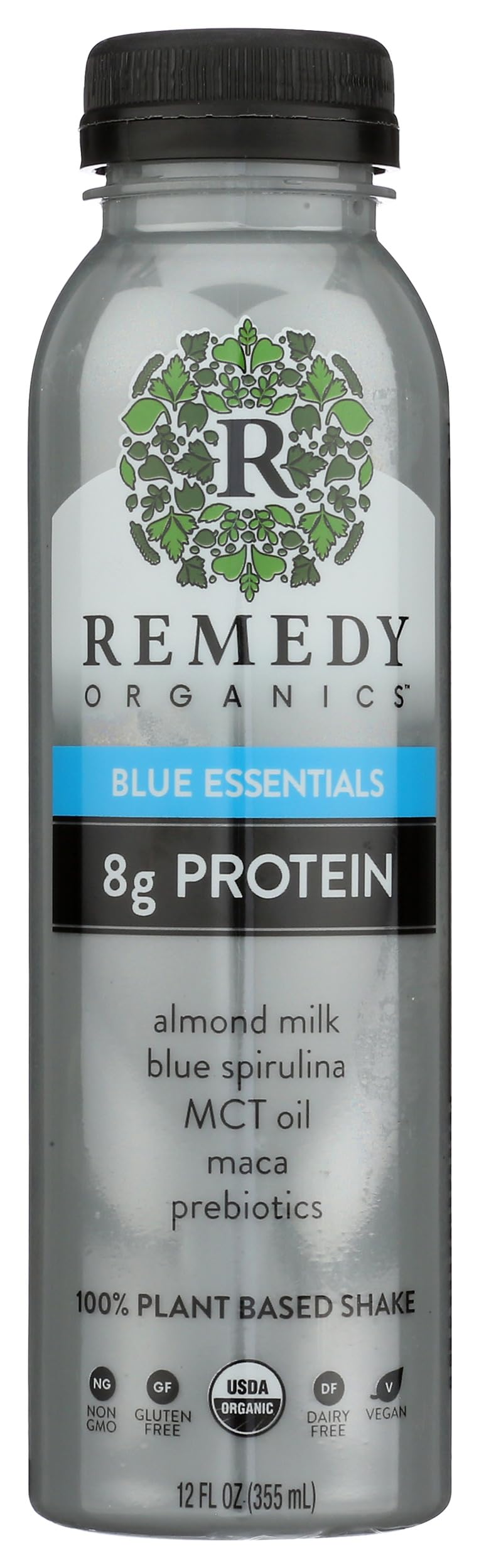 Remedy Organics Blue Essentials 12 Fl Oz | Plant Based Protein Shakes, Ready to Drink | USDA Organic, Gluten Free, Dairy Free, Soy Free