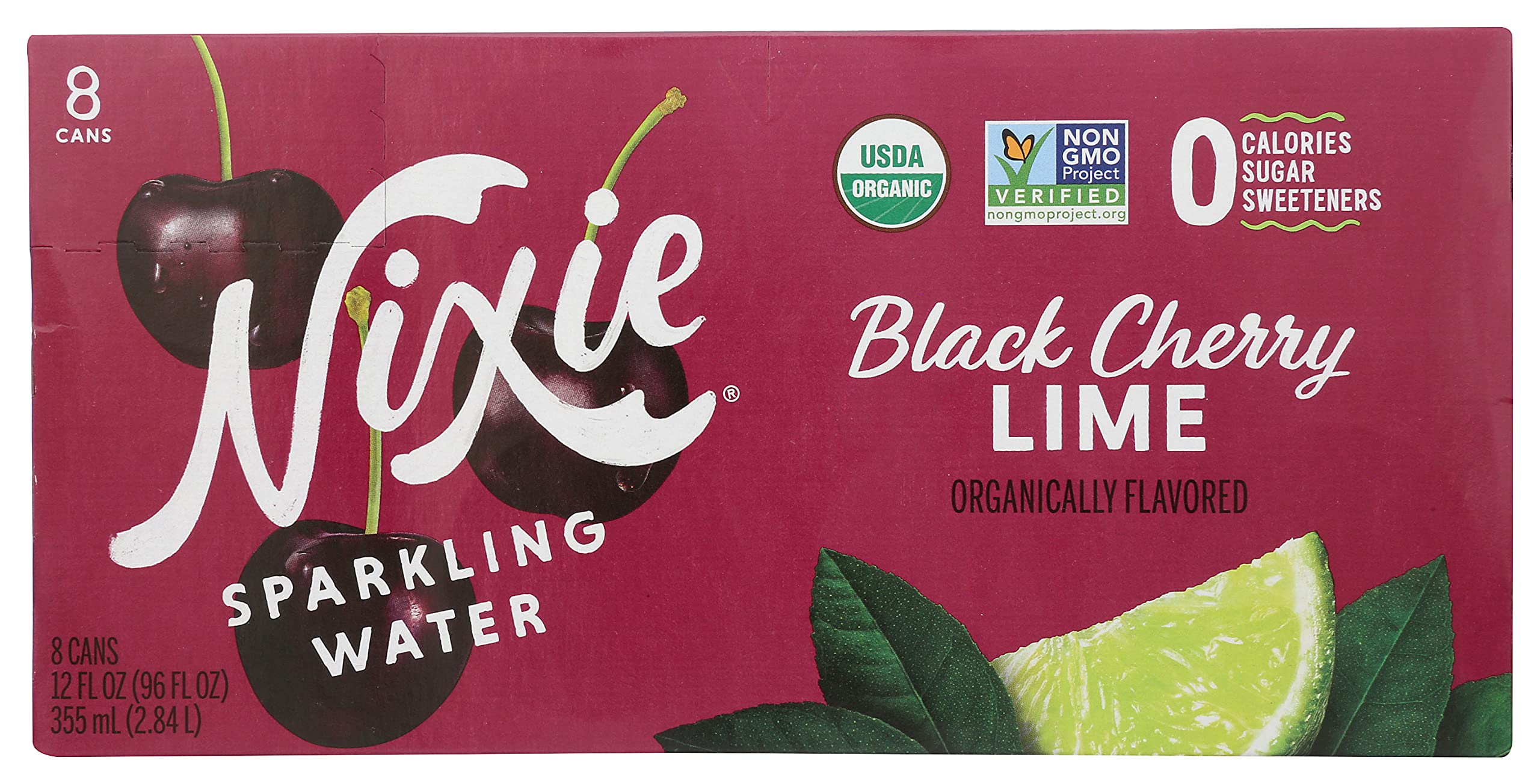 Nixie Organic Black Cherry Lime Sparkling Water 8pk, 12 FZ