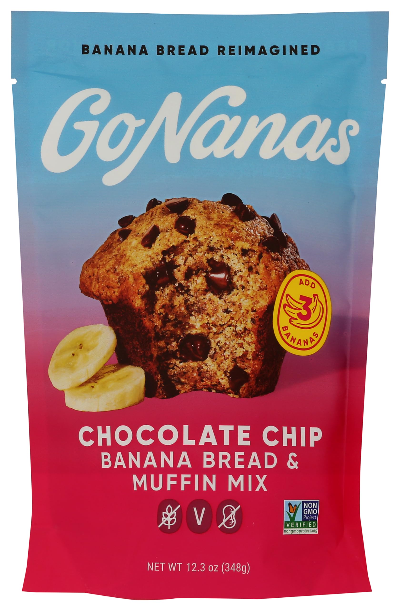 Go Nanas, Mix Banana Bread Chocolate Chip, 12.3 Ounce