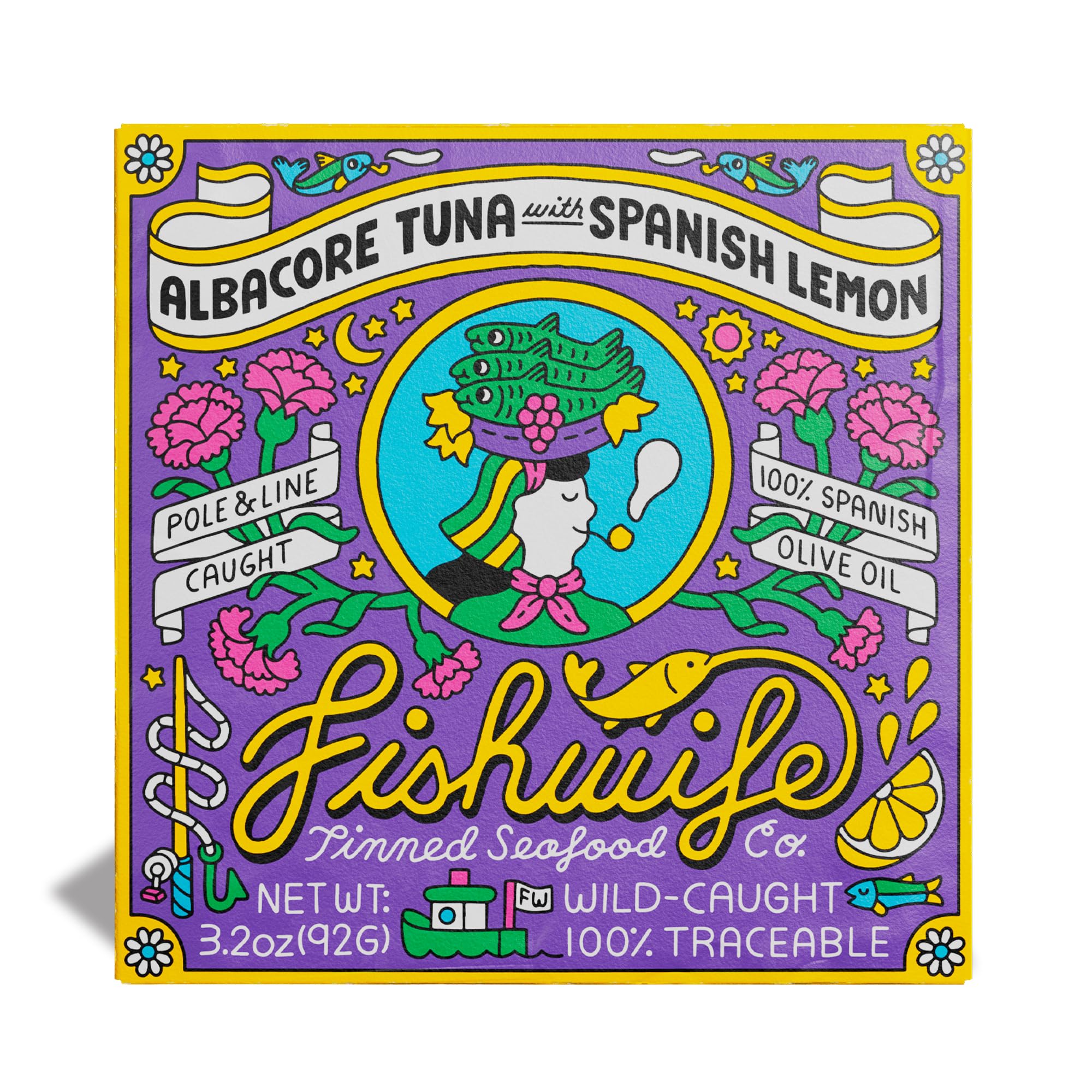Fishwife Lemon Tuna (1-Pack) | Premium Tinned Fish | MSC-Certified | High Protein, Gluten Free, Paleo Friendly, Omega-3s | Wild-Caught Tuna from South Africa Fishery