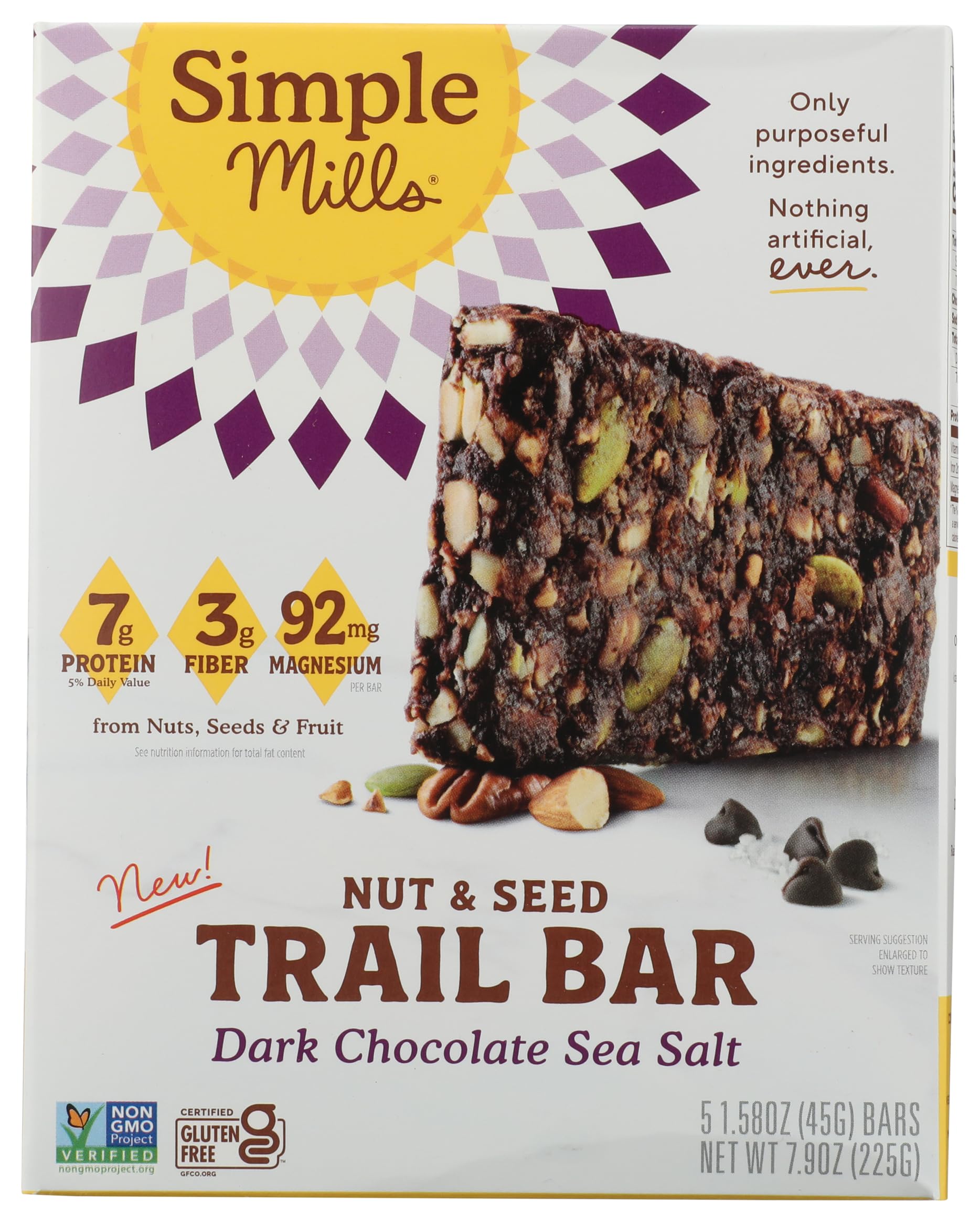 Simple Mills Dark Chocolate Sea Salt Bar 5pk, 7.9 OZ