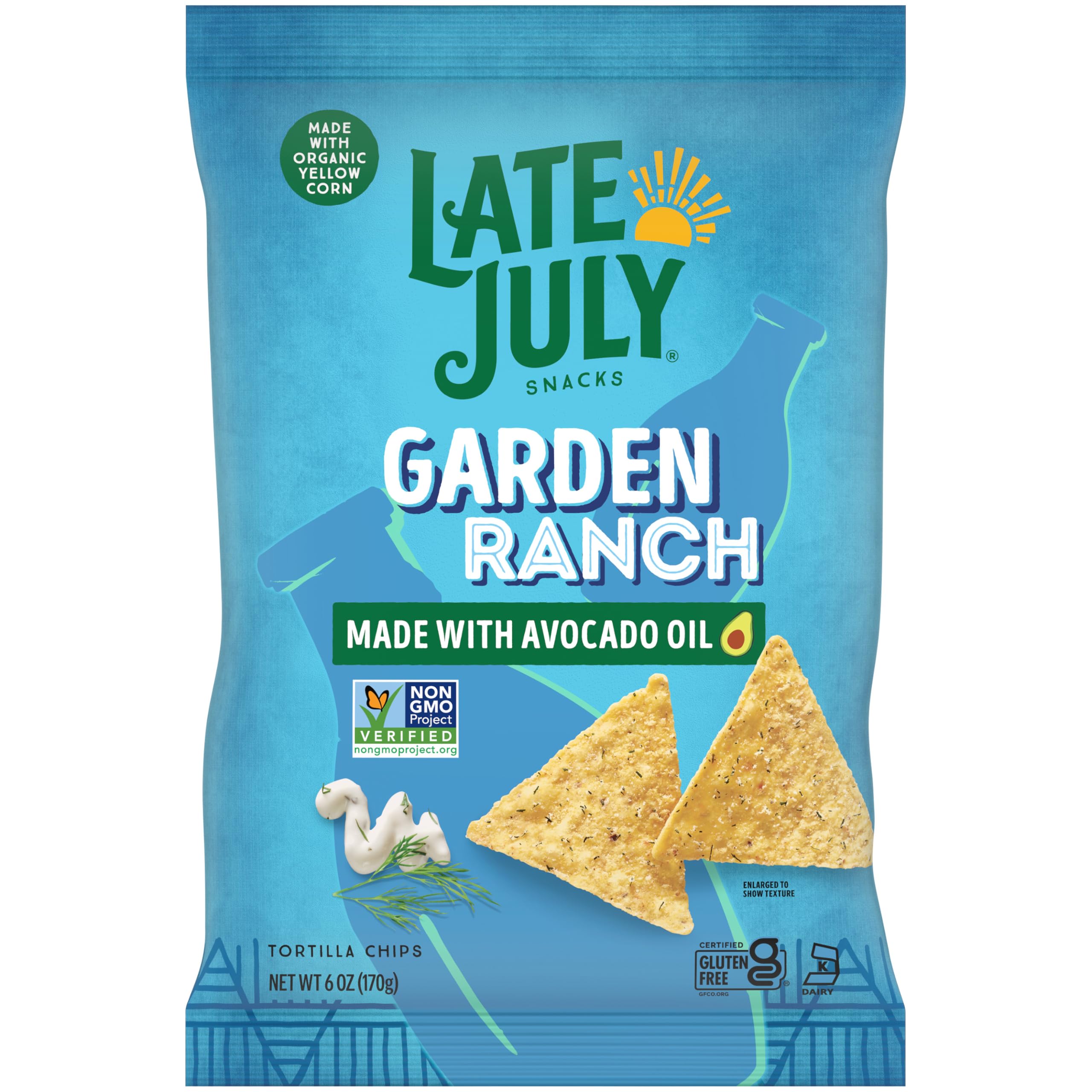 LATE JULY Snacks Garden Ranch Tortilla Chips, 6 Oz