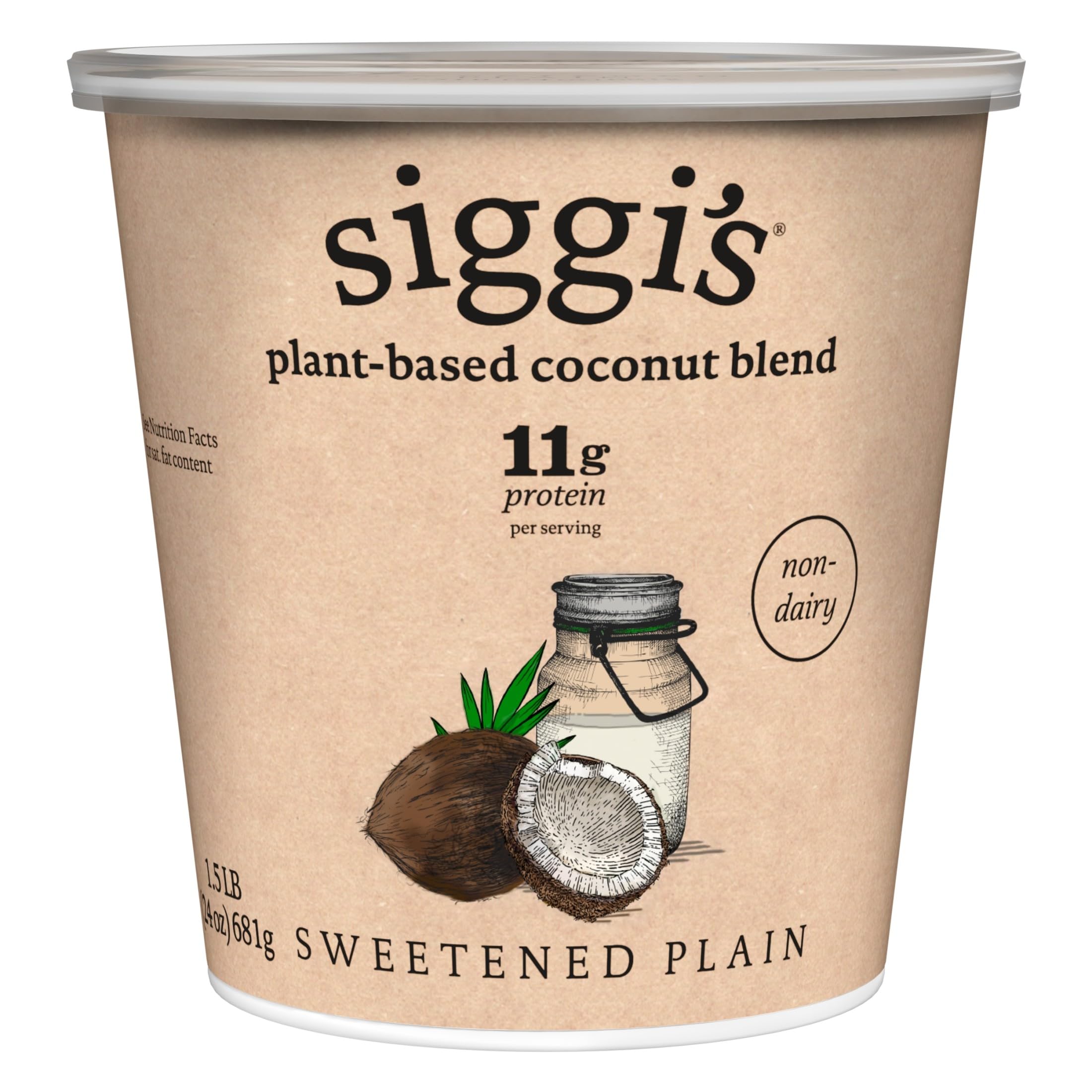 siggi’s Plant-Based Coconut Blend, Plain, 24 oz Tub