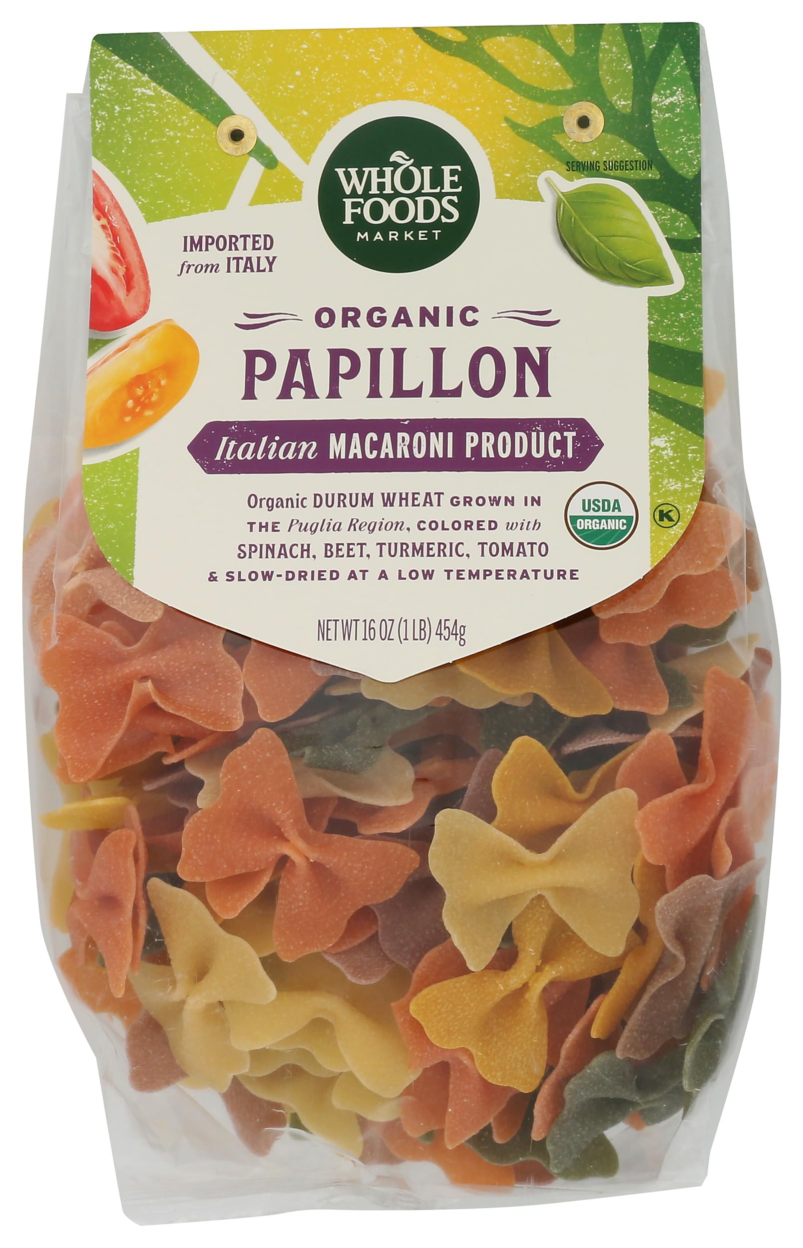 Organic Pasta, Papillon with Roots & Vegetables, 16 Ounce