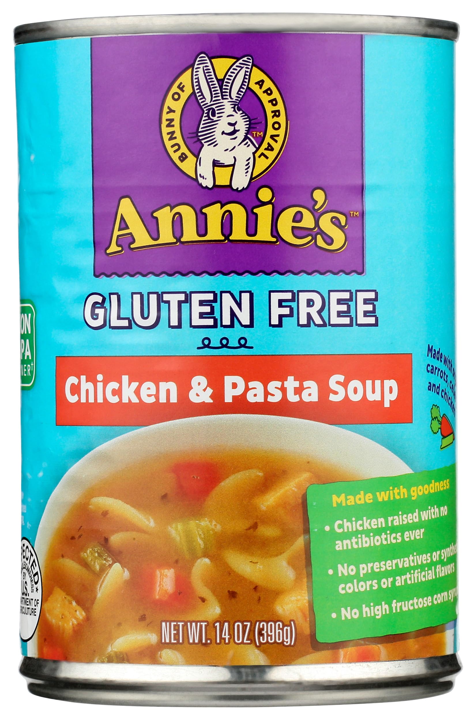 Annie's Gluten-Free Chicken & Pasta Canned Soup, 14 oz | Heat and Serve, Easy Dinner, No Preservatives, No Artificial Flavors, No Synthetic Colors